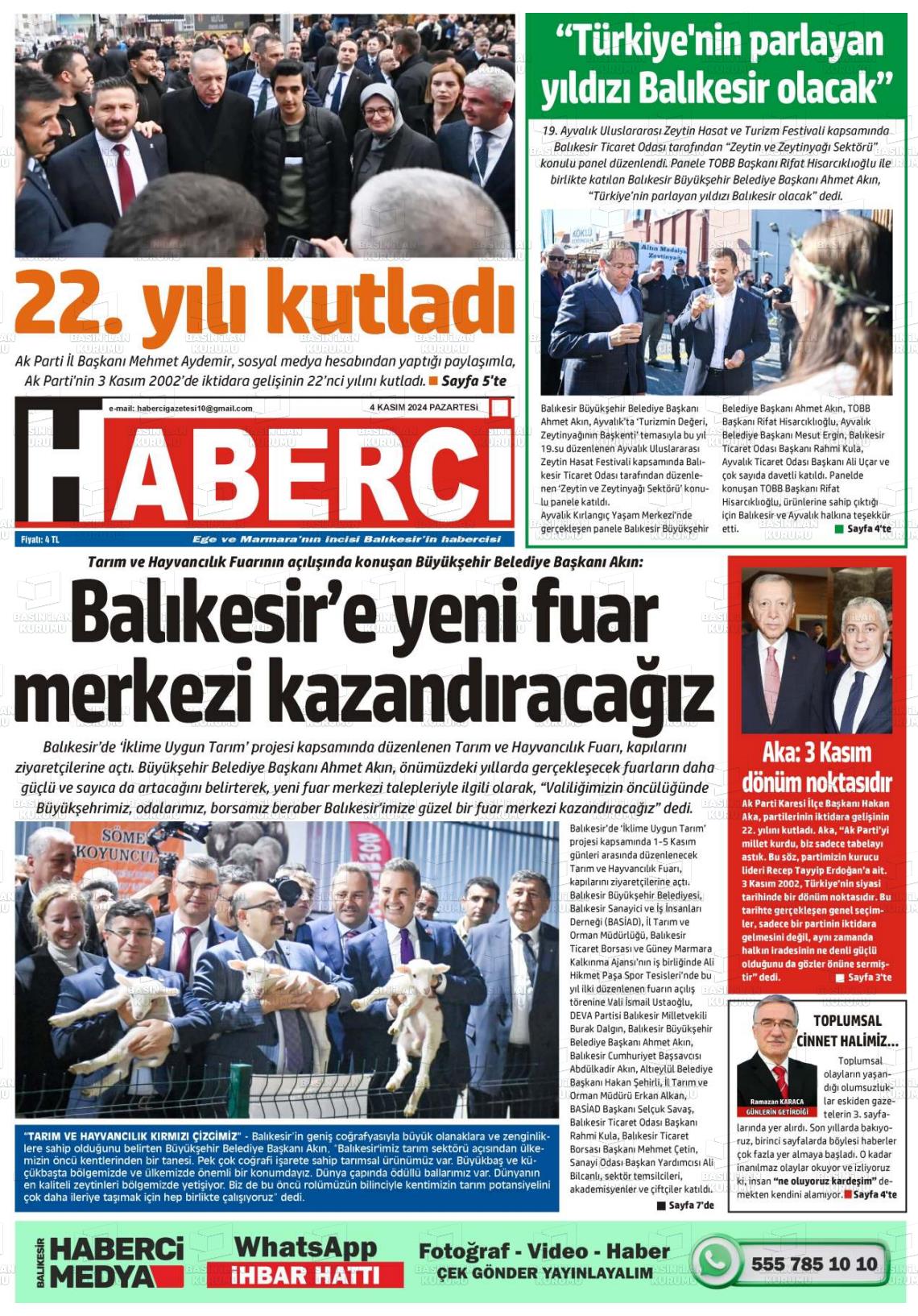 04 Kasım 2024 Balıkesir Haberci Gazete Manşeti