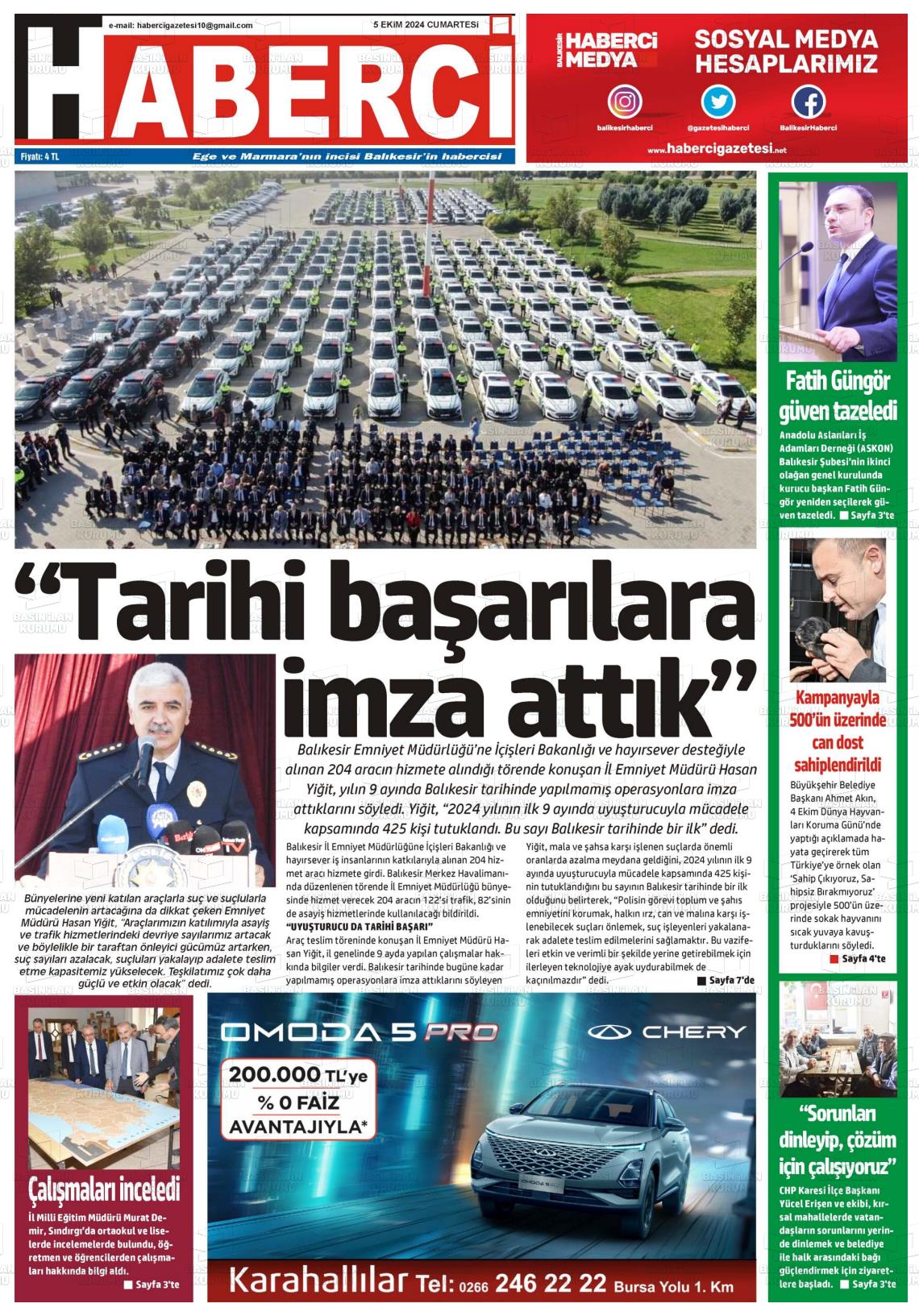 05 Ekim 2024 Balıkesir Haberci Gazete Manşeti