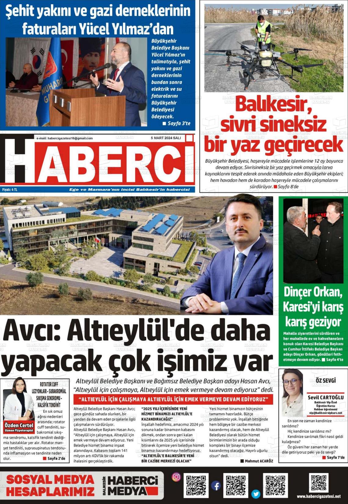 06 Mart 2024 Balıkesir Haberci Gazete Manşeti