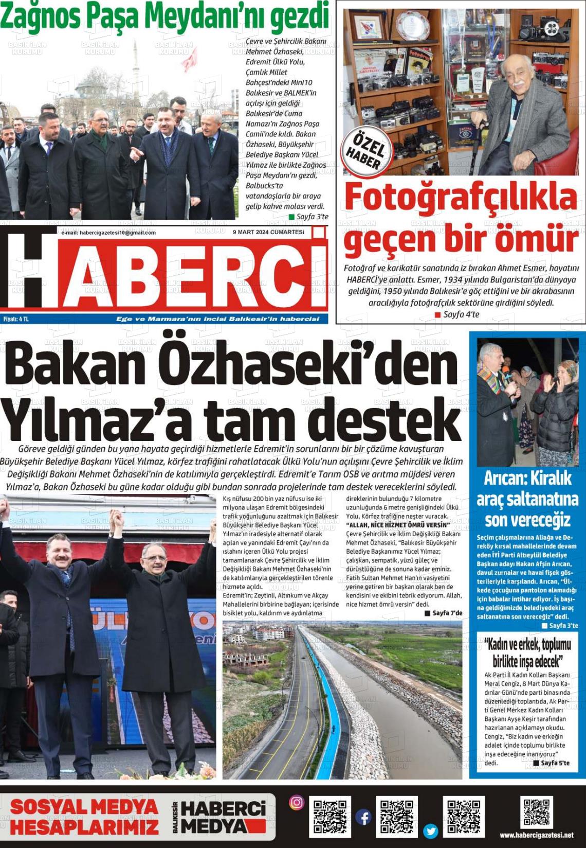 09 Mart 2024 Balıkesir Haberci Gazete Manşeti