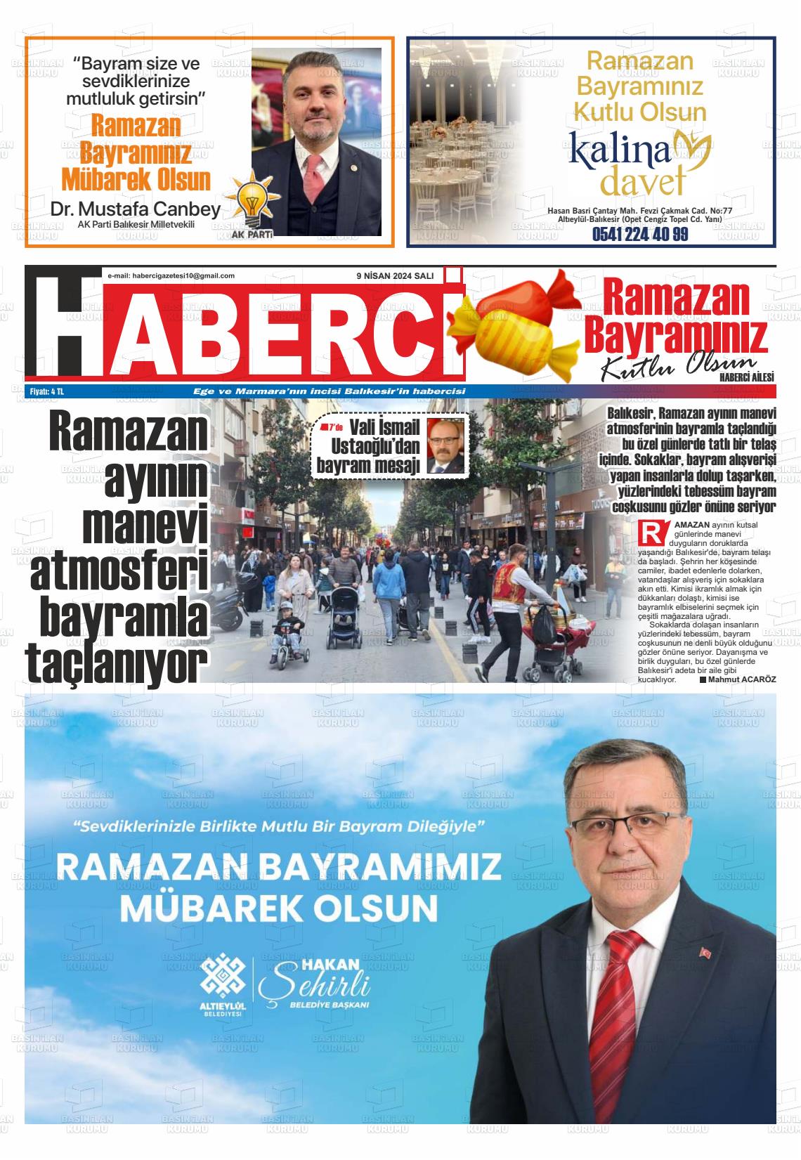 09 Nisan 2024 Balıkesir Haberci Gazete Manşeti