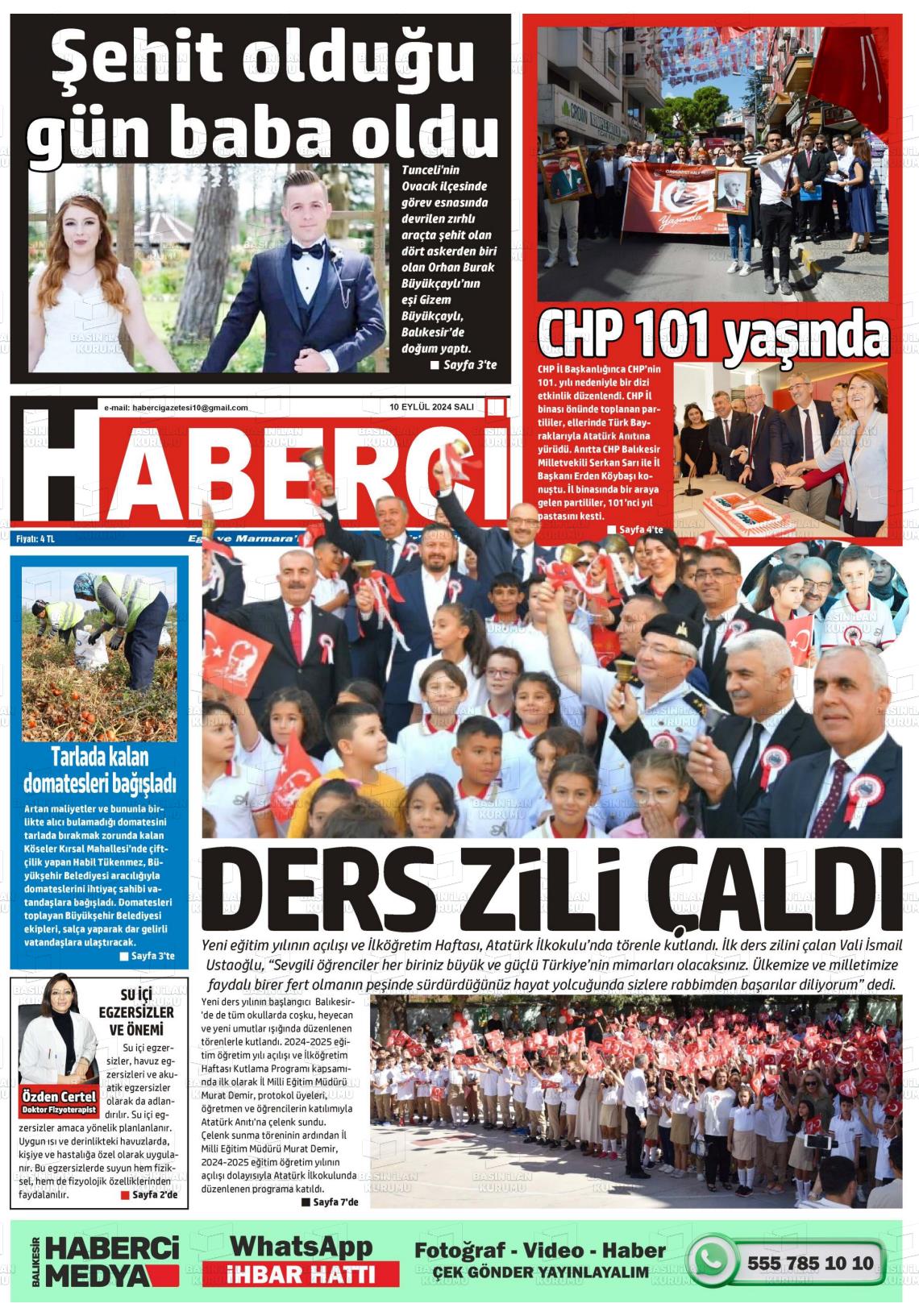 10 Eylül 2024 Balıkesir Haberci Gazete Manşeti