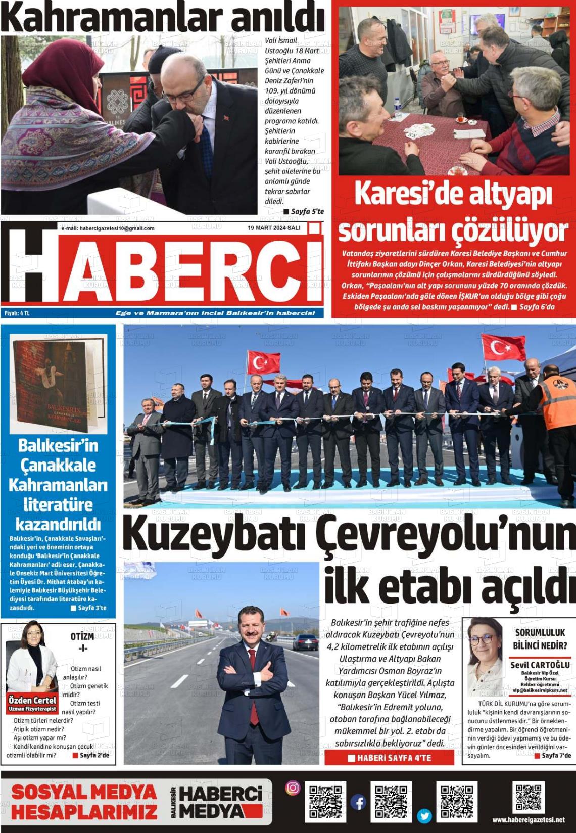 19 Mart 2024 Balıkesir Haberci Gazete Manşeti