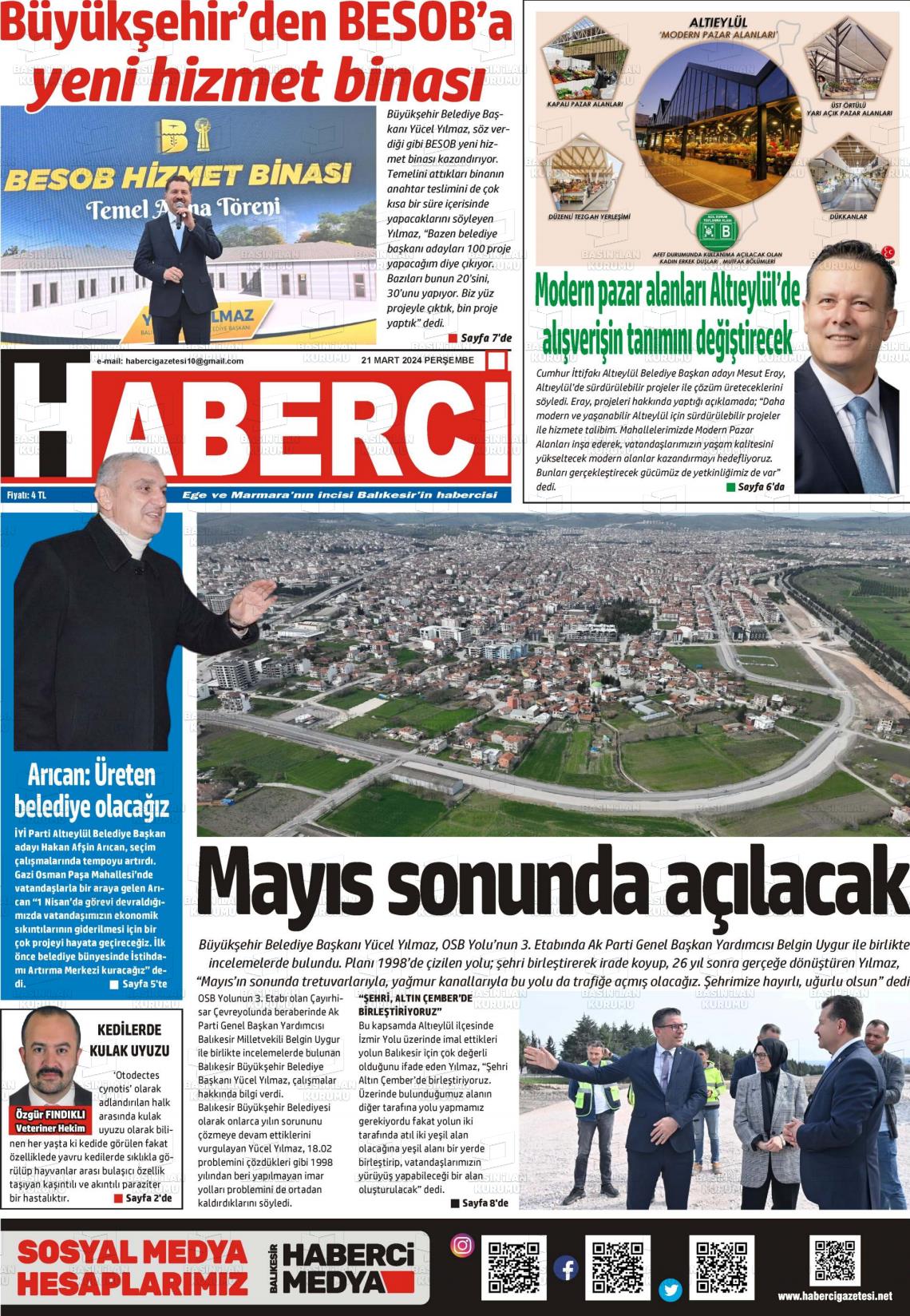 21 Mart 2024 Balıkesir Haberci Gazete Manşeti