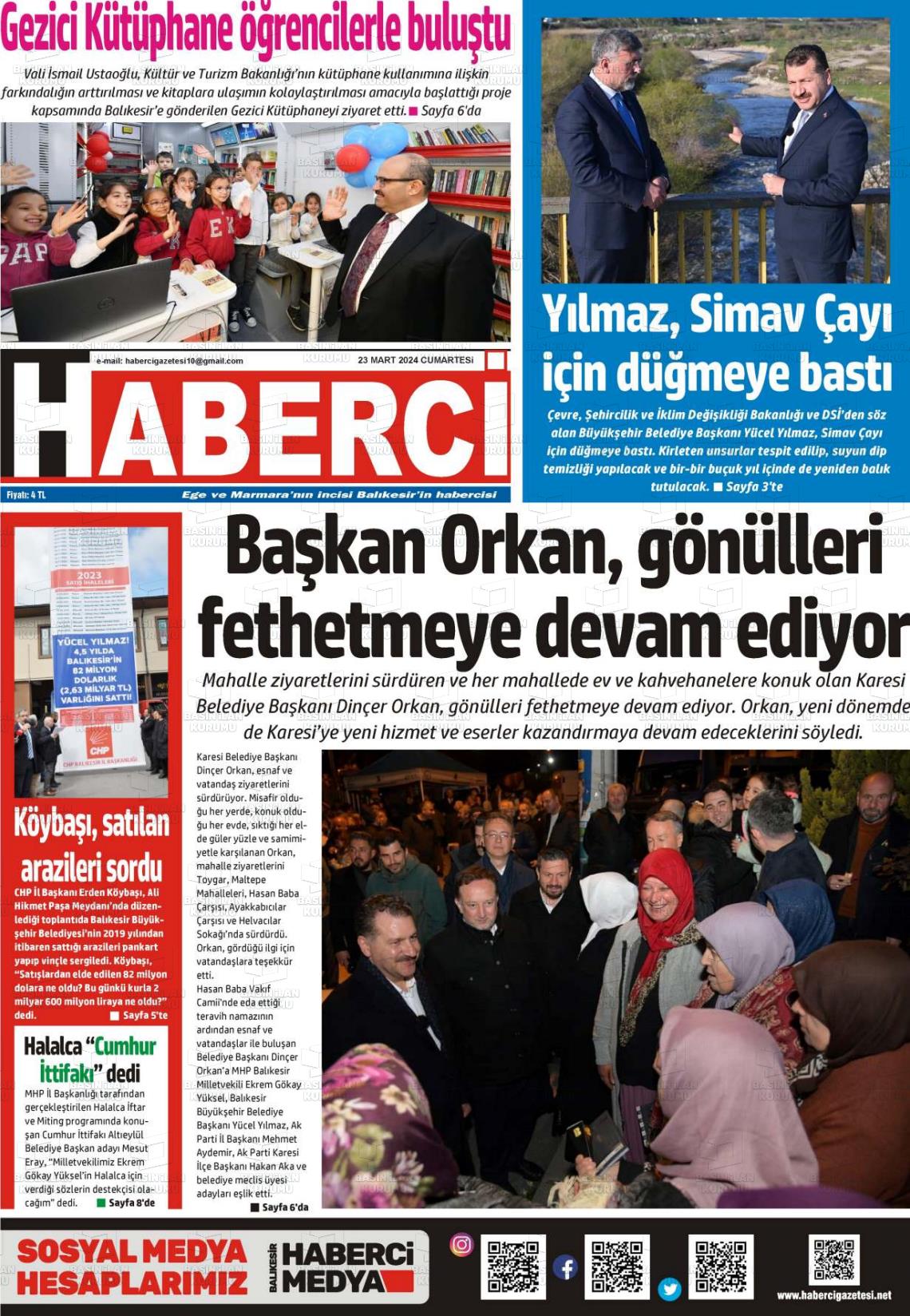 23 Mart 2024 Balıkesir Haberci Gazete Manşeti