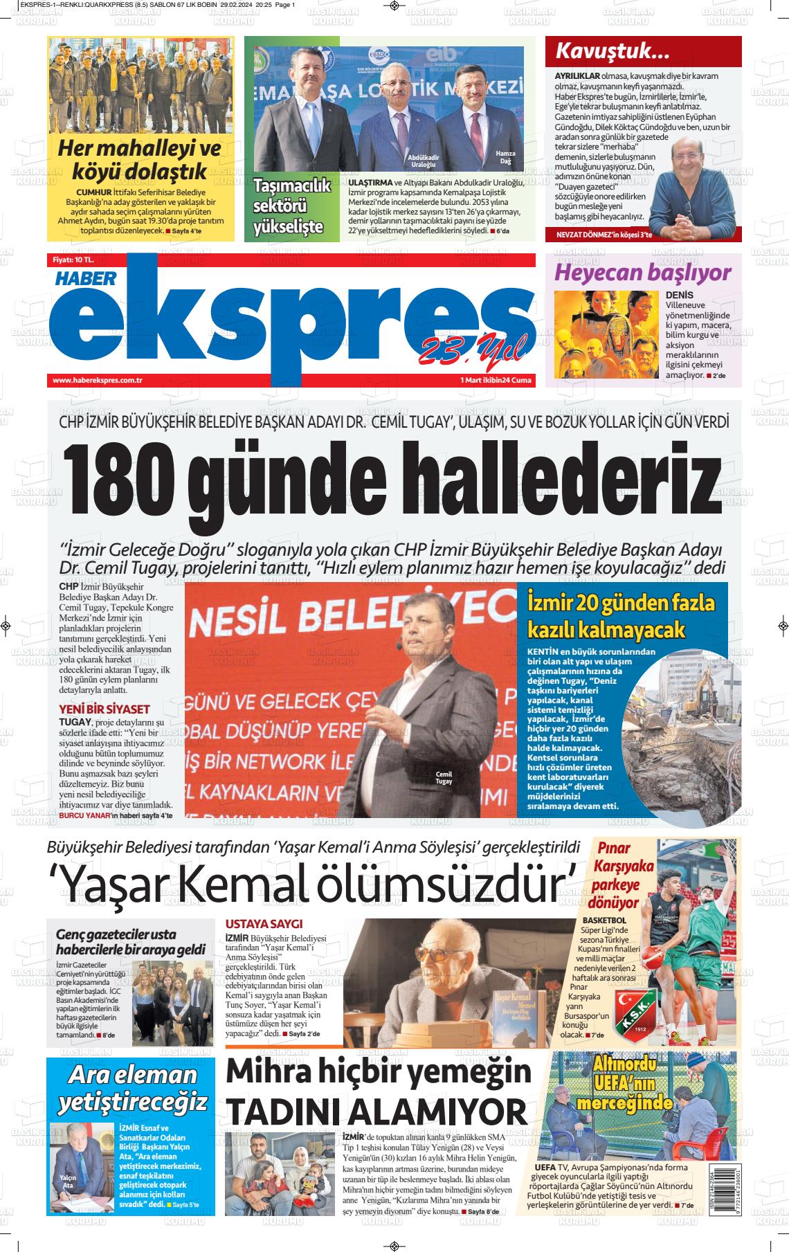 01 Mart 2024 Haber Ekspres Gazete Manşeti