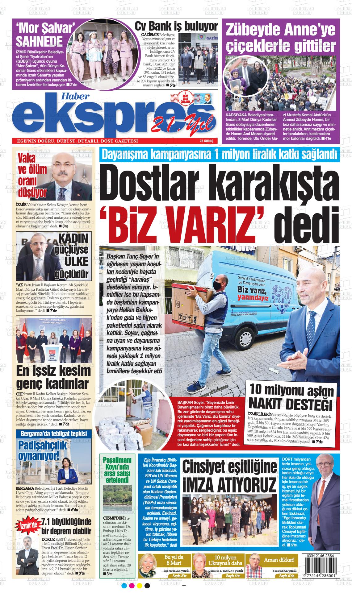 09 Mart 2022 Haber Ekspres Gazete Manşeti