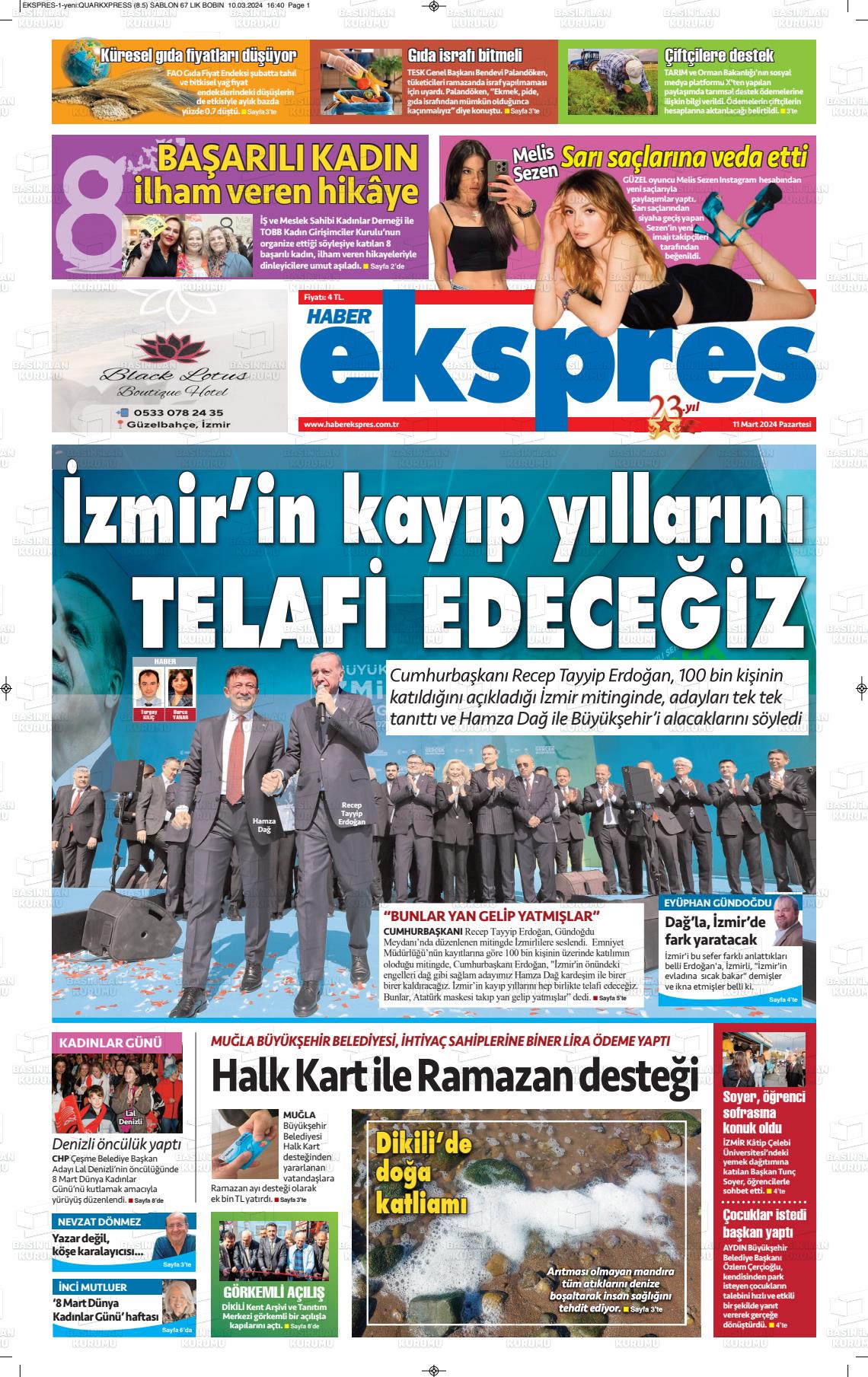 11 Mart 2024 Haber Ekspres Gazete Manşeti