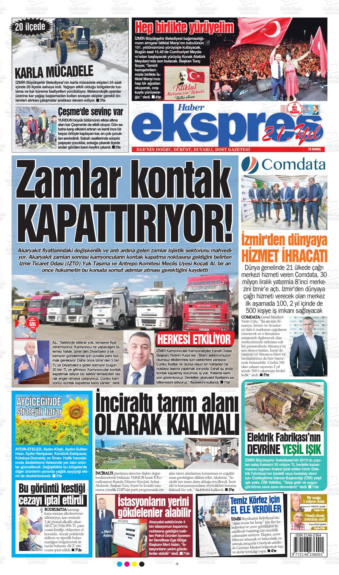 12 Mart 2022 Haber Ekspres Gazete Manşeti