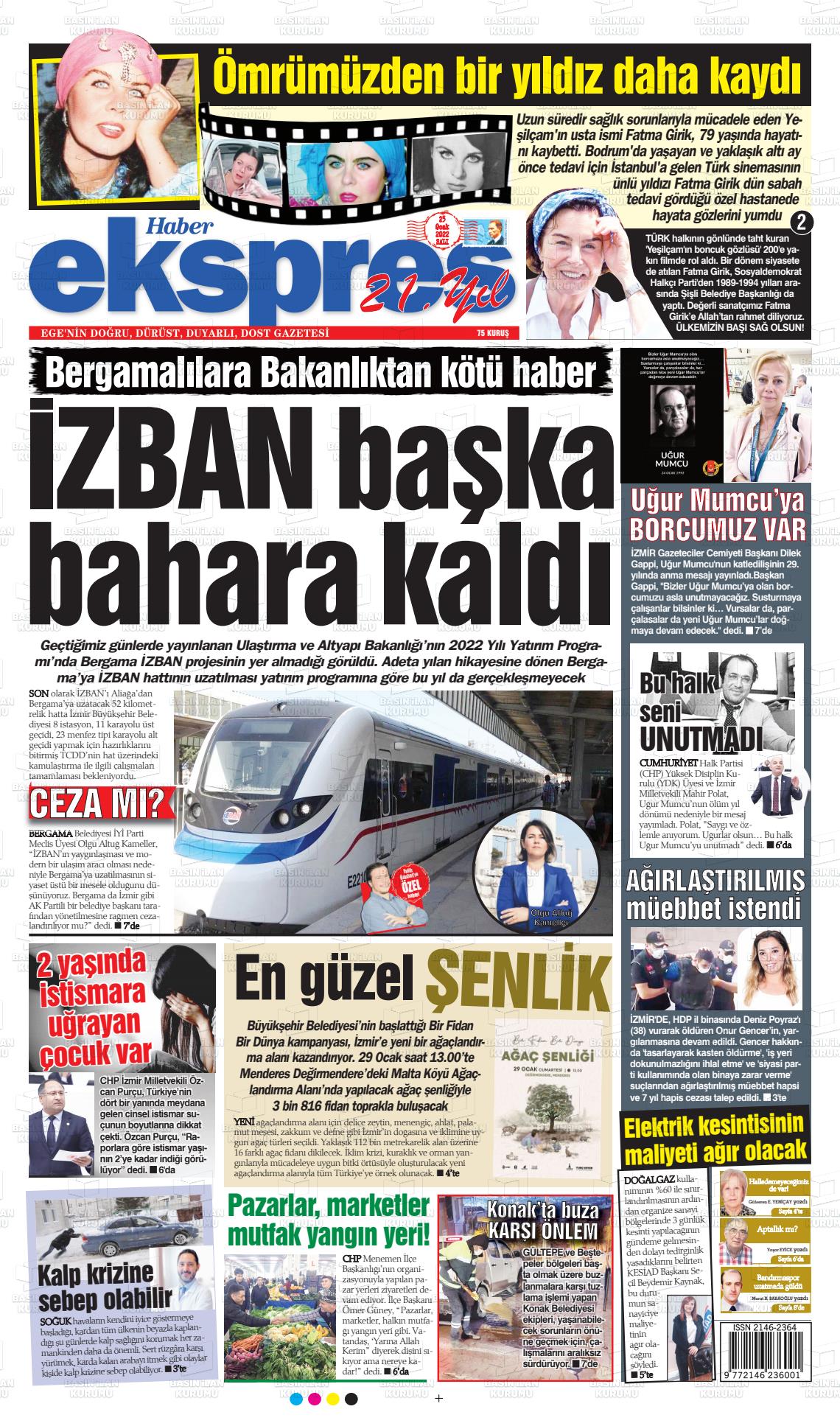 25 Ocak 2022 Haber Ekspres Gazete Manşeti