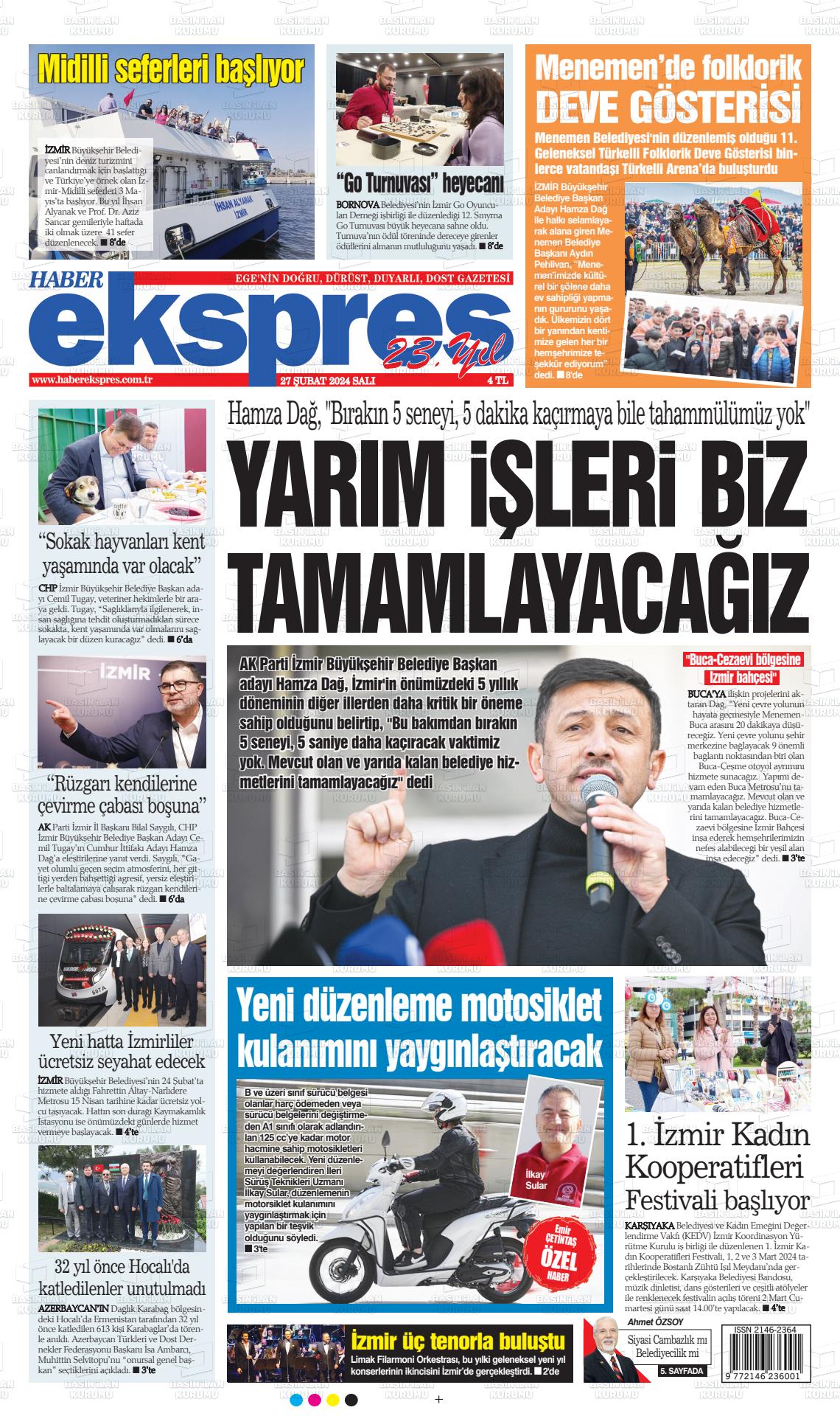 27 Şubat 2024 Haber Ekspres Gazete Manşeti