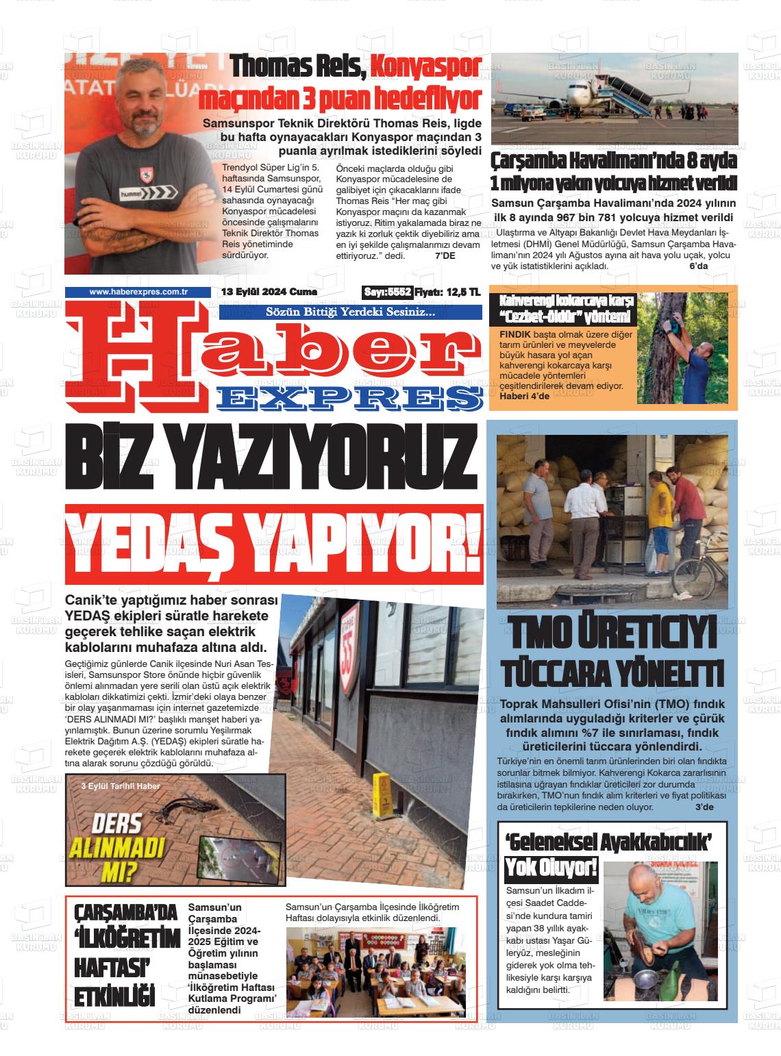 13 Eylül 2024 Haber Expres Gazete Manşeti