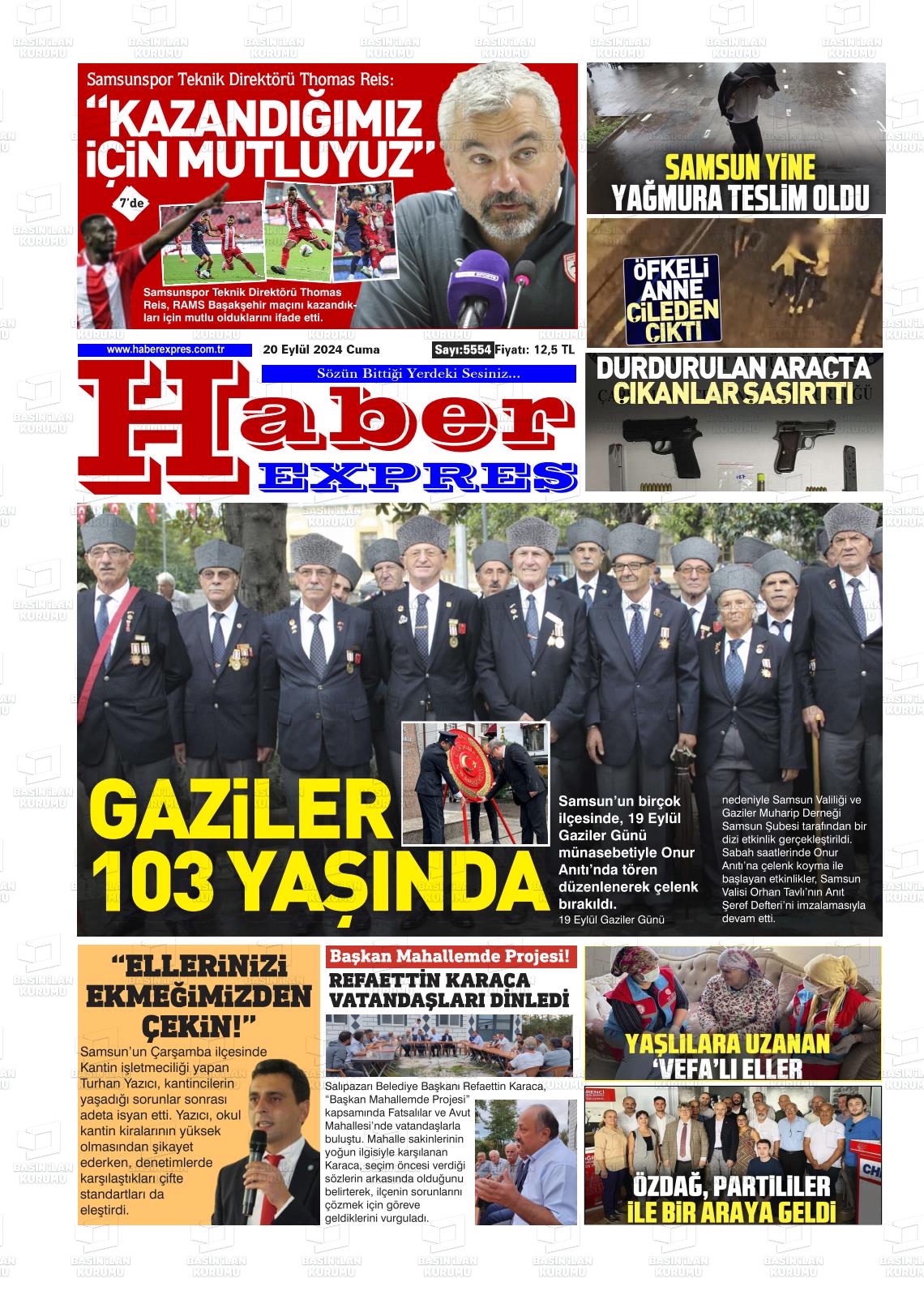 20 Eylül 2024 Haber Expres Gazete Manşeti