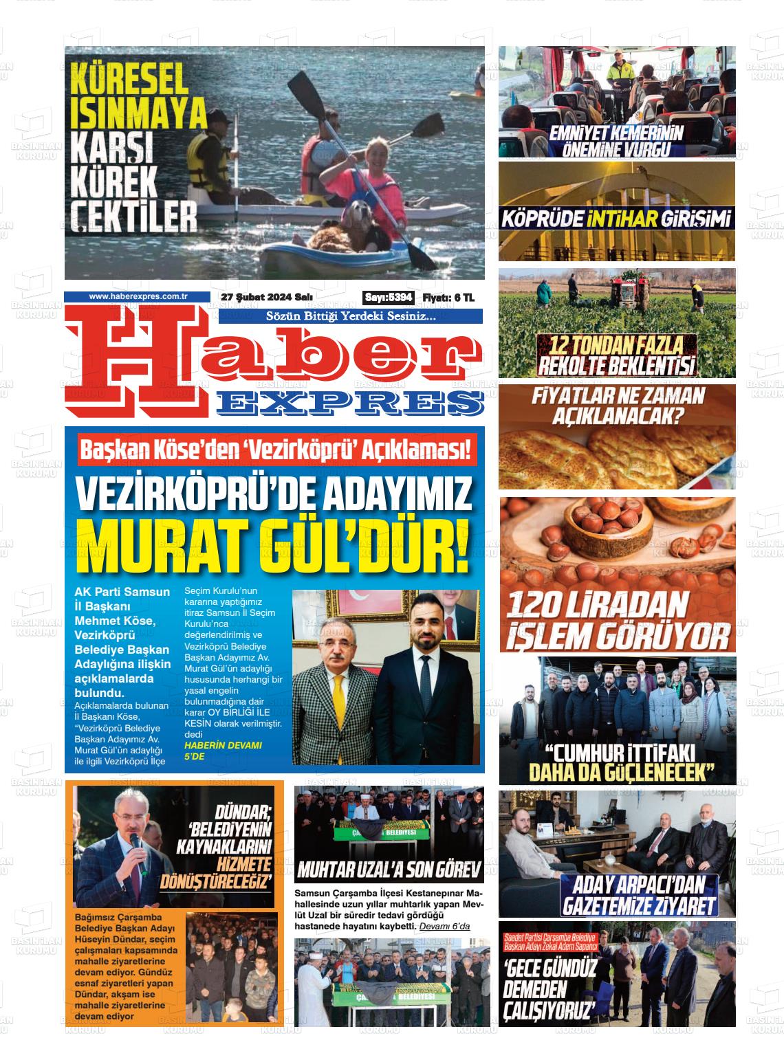 27 Şubat 2024 Haber Expres Gazete Manşeti