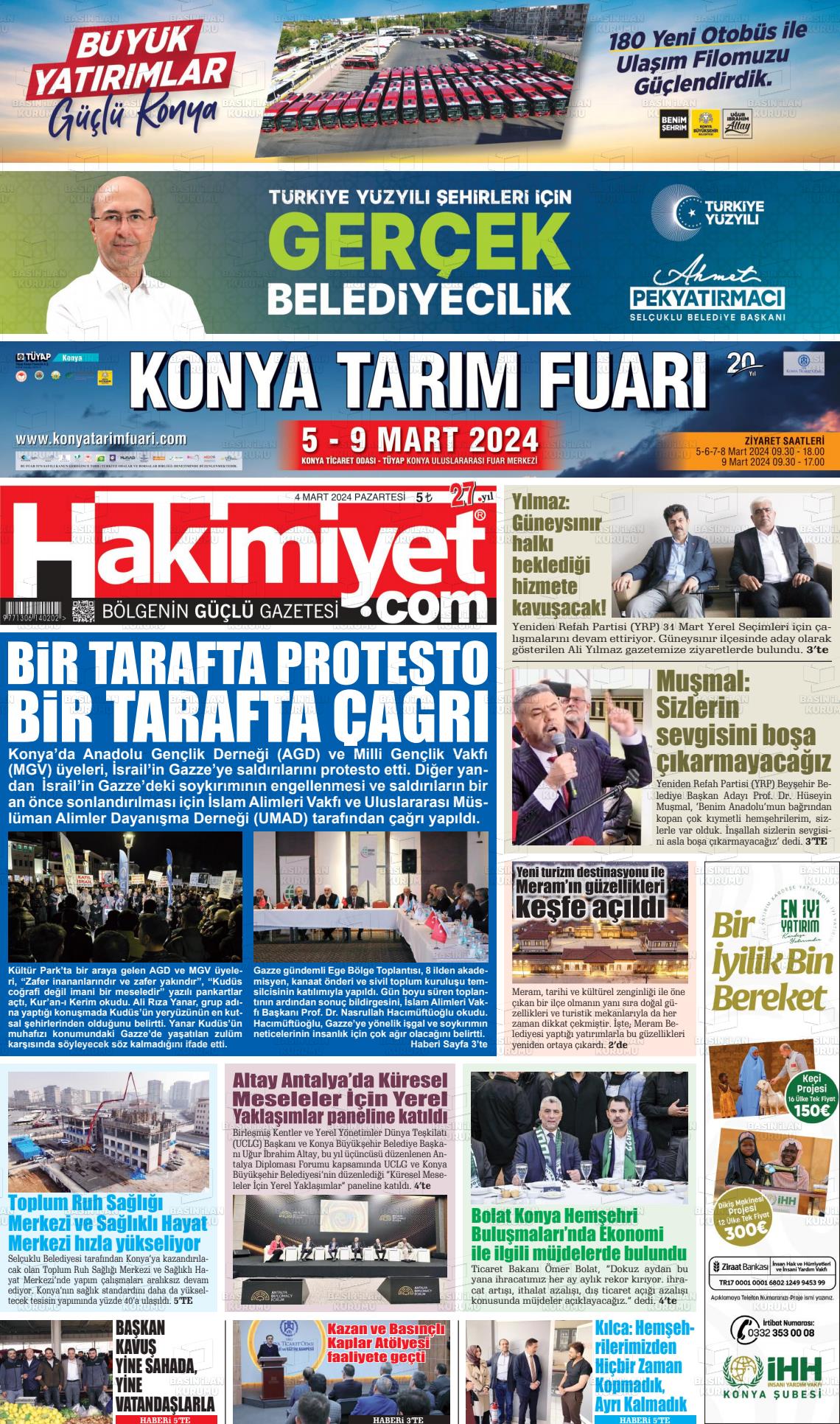 04 Mart 2024 Konya Hakimiyet Gazete Manşeti