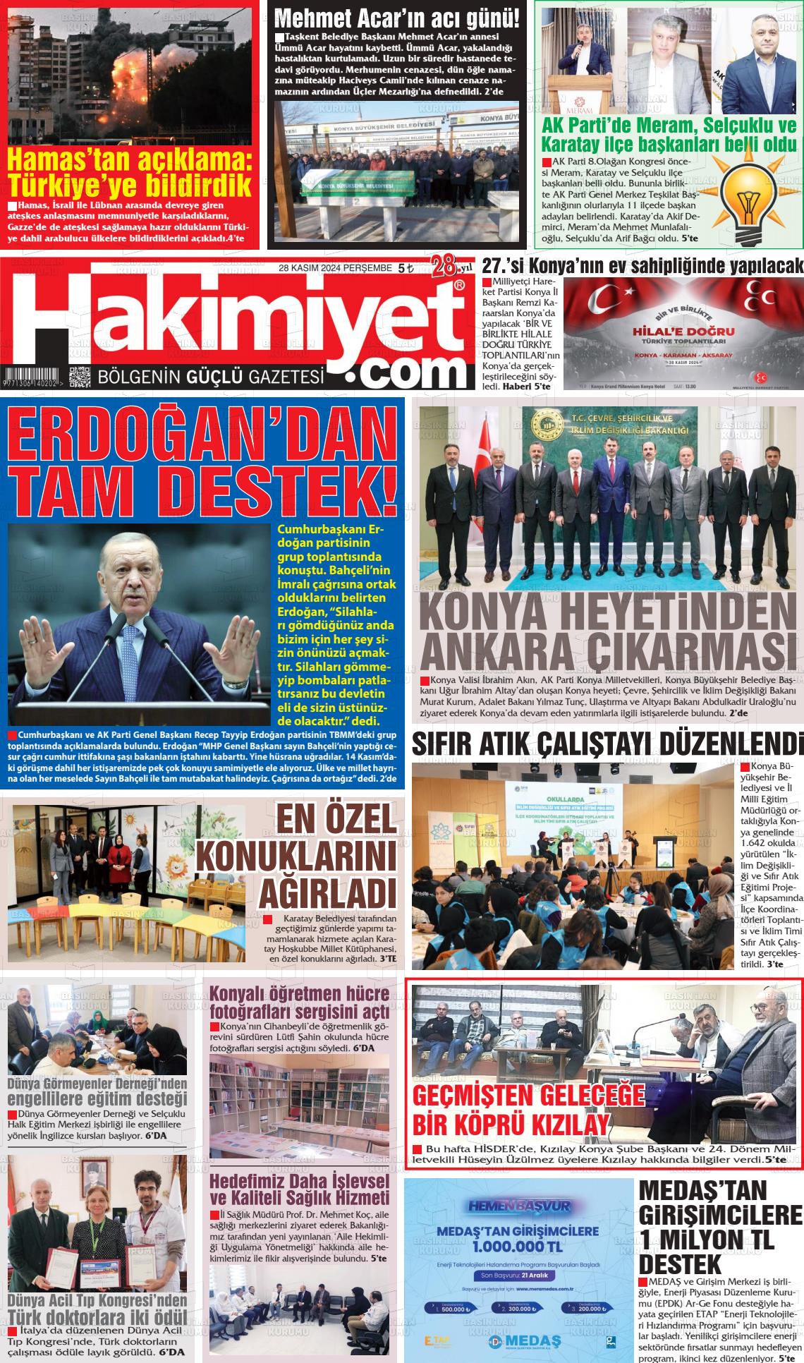 02 Aralık 2024 Konya Hakimiyet Gazete Manşeti