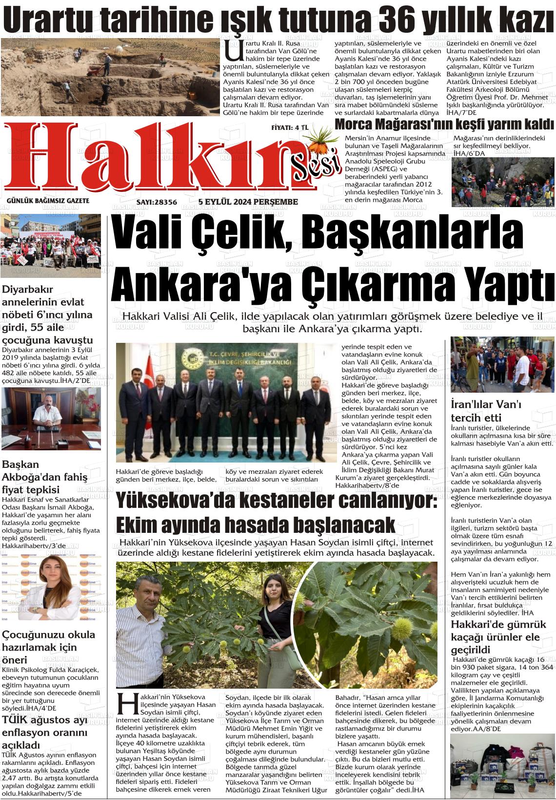 05 Eylül 2024 Hakkari Halkın Sesi Gazete Manşeti