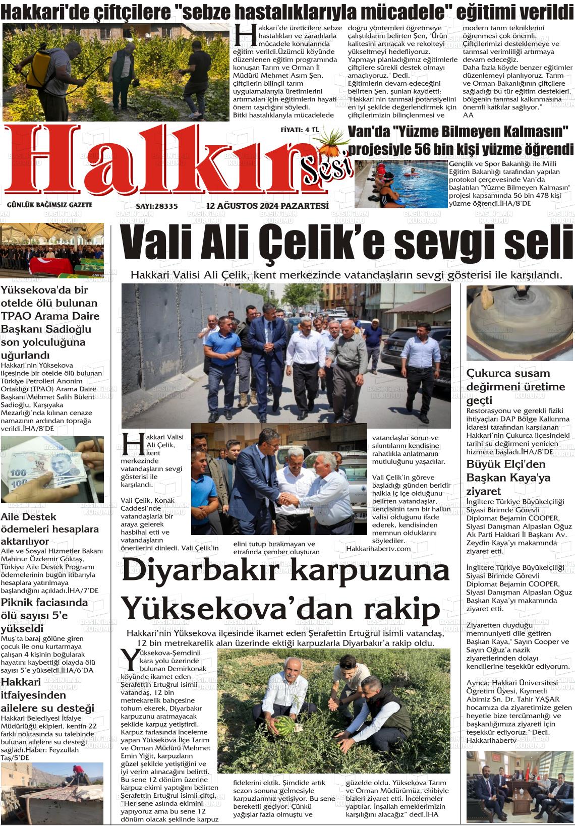 12 Ağustos 2024 Hakkari Halkın Sesi Gazete Manşeti