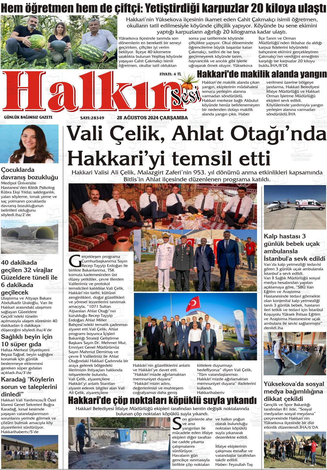 28 Ağustos 2024 Hakkari Halkın Sesi Gazete Manşeti