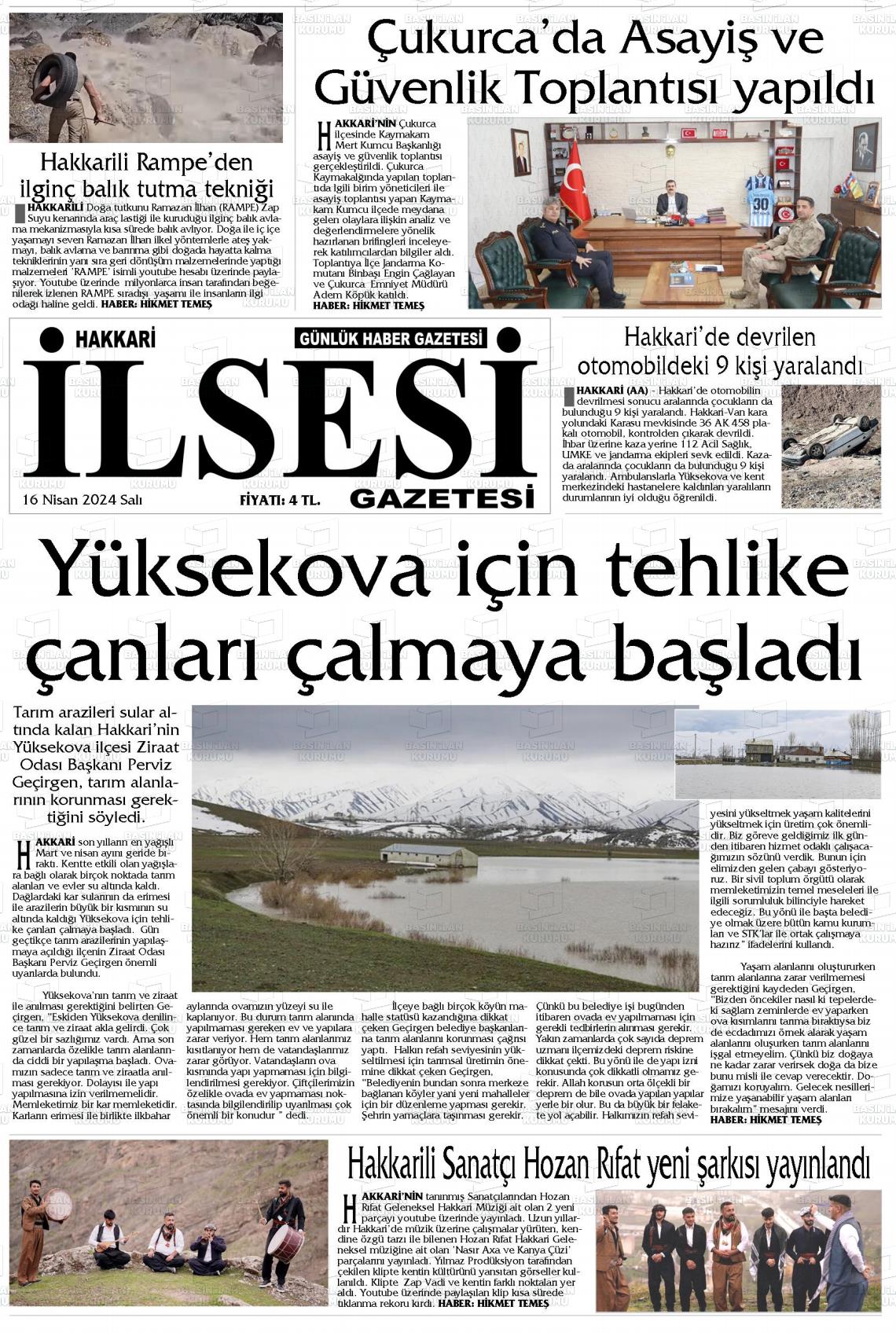 18 Nisan 2024 Hakkari İl Sesi Gazete Manşeti