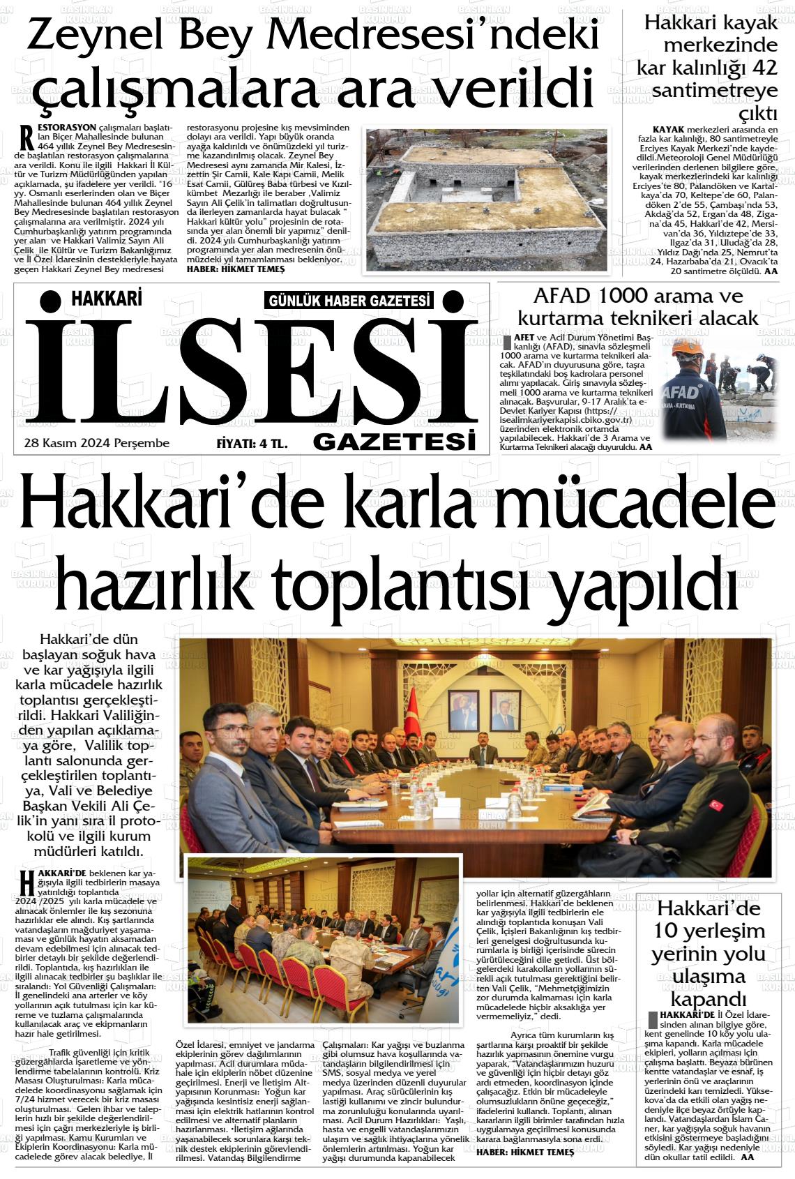 03 Aralık 2024 Hakkari İl Sesi Gazete Manşeti