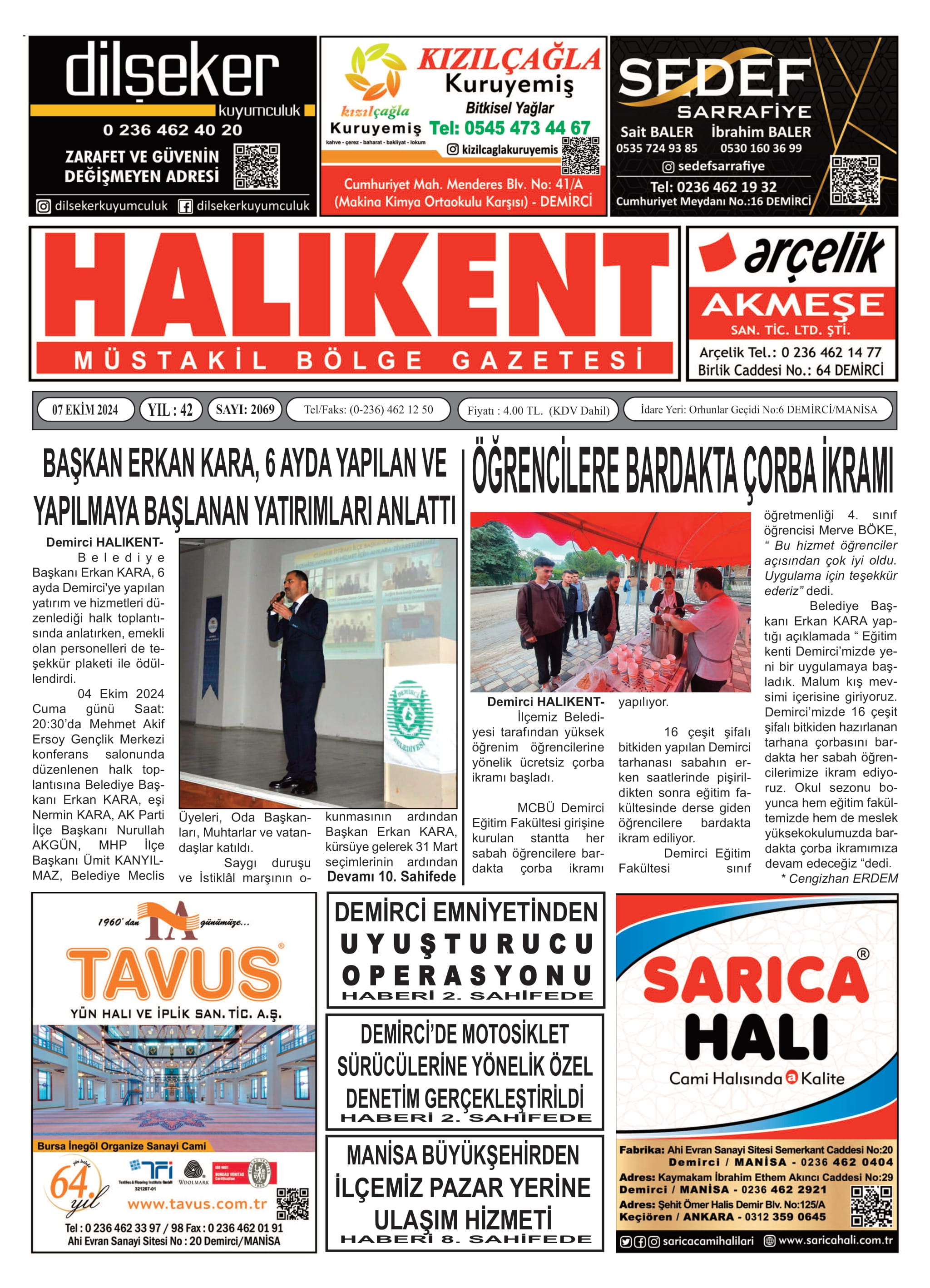 07 Ekim 2024 Halikent Gazete Manşeti