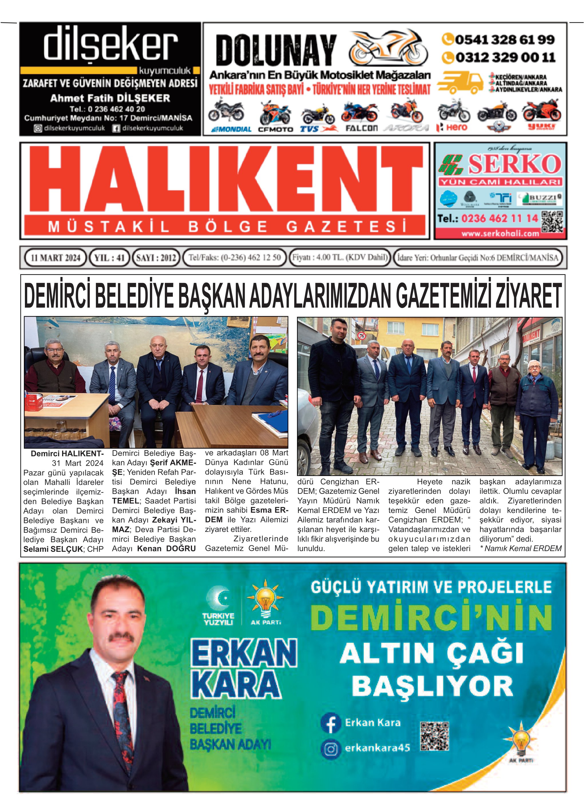 13 Mart 2024 Halikent Gazete Manşeti