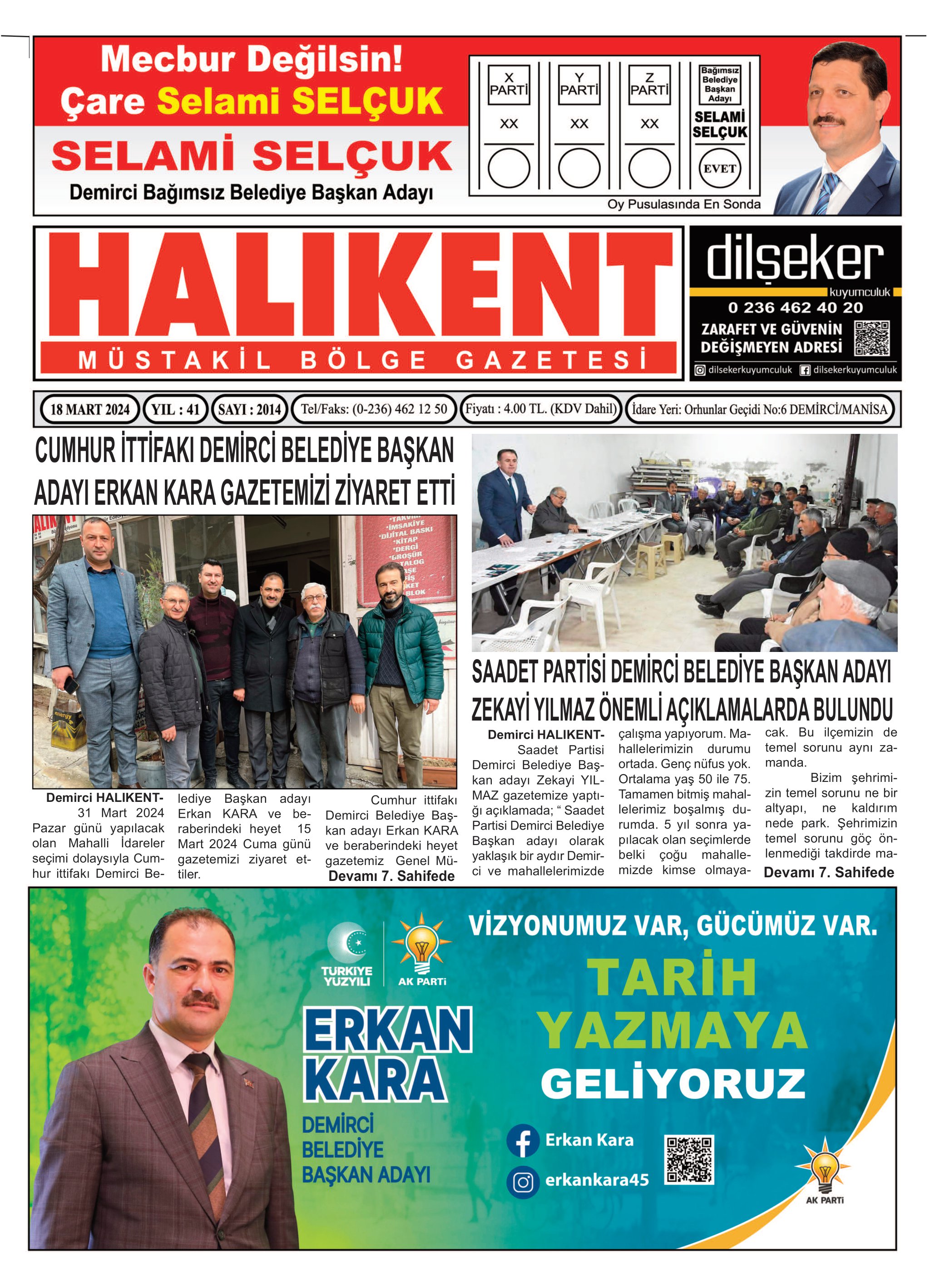 19 Mart 2024 Halikent Gazete Manşeti