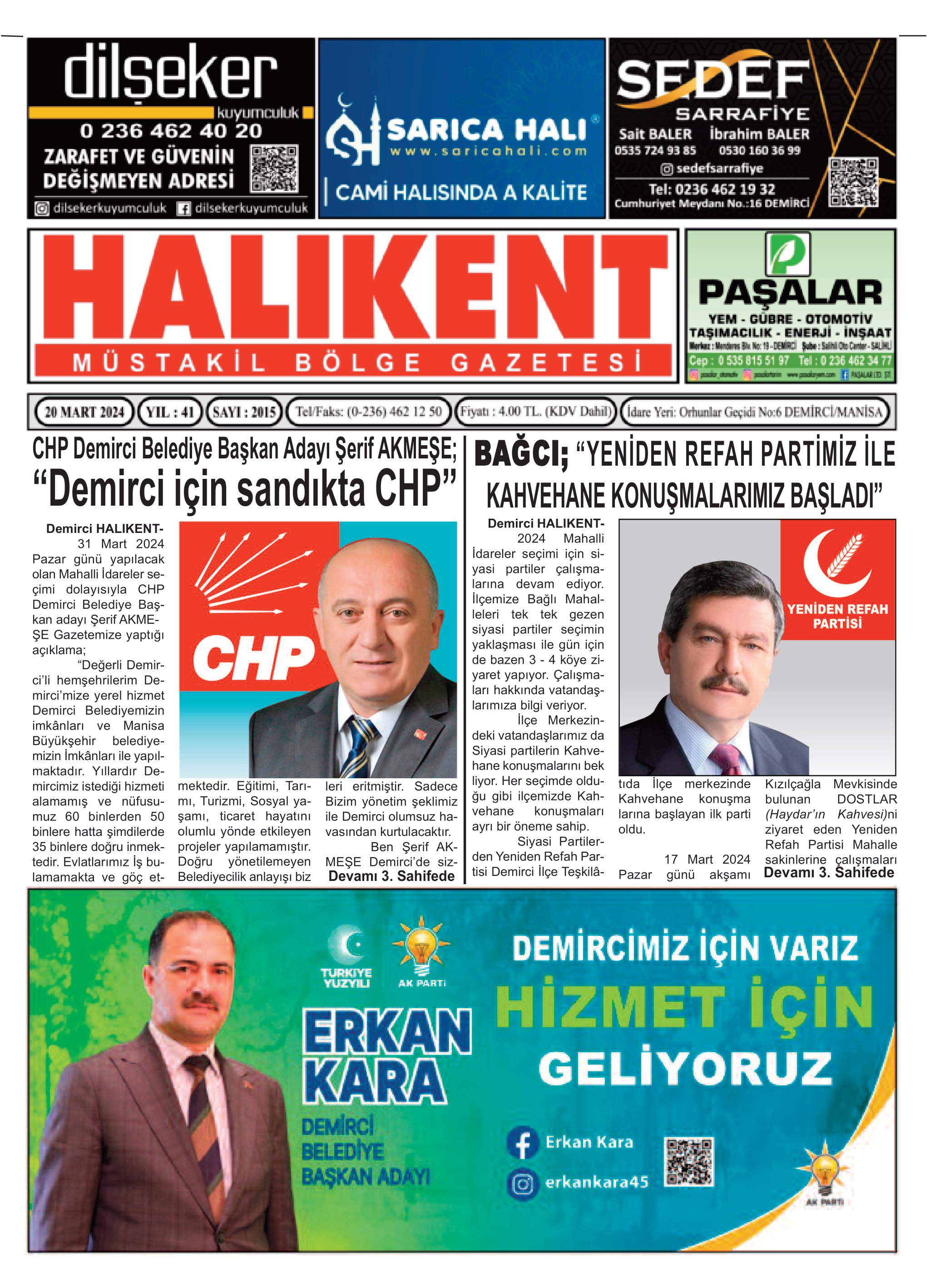 24 Mart 2024 Halikent Gazete Manşeti