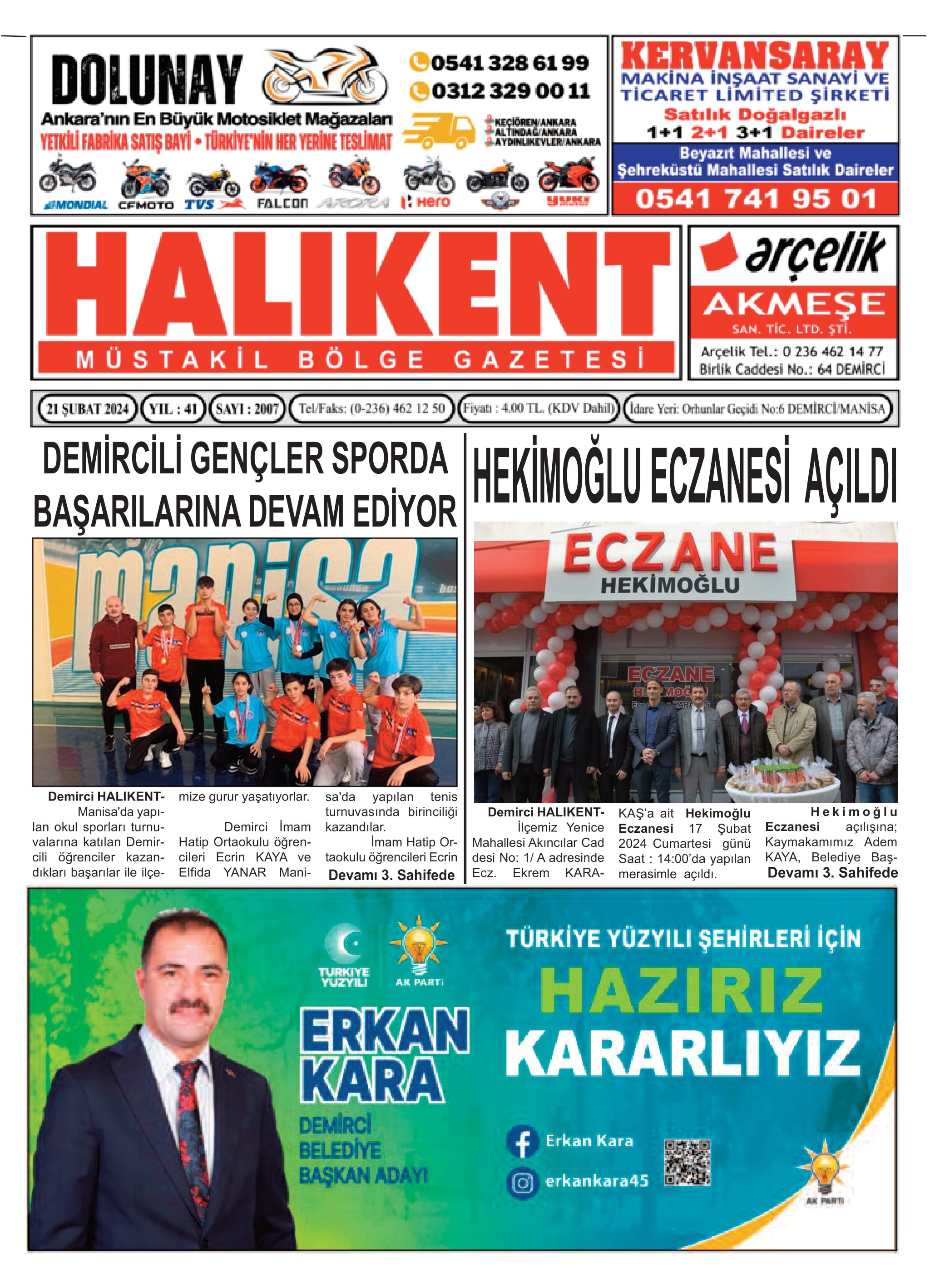 25 Şubat 2024 Halikent Gazete Manşeti