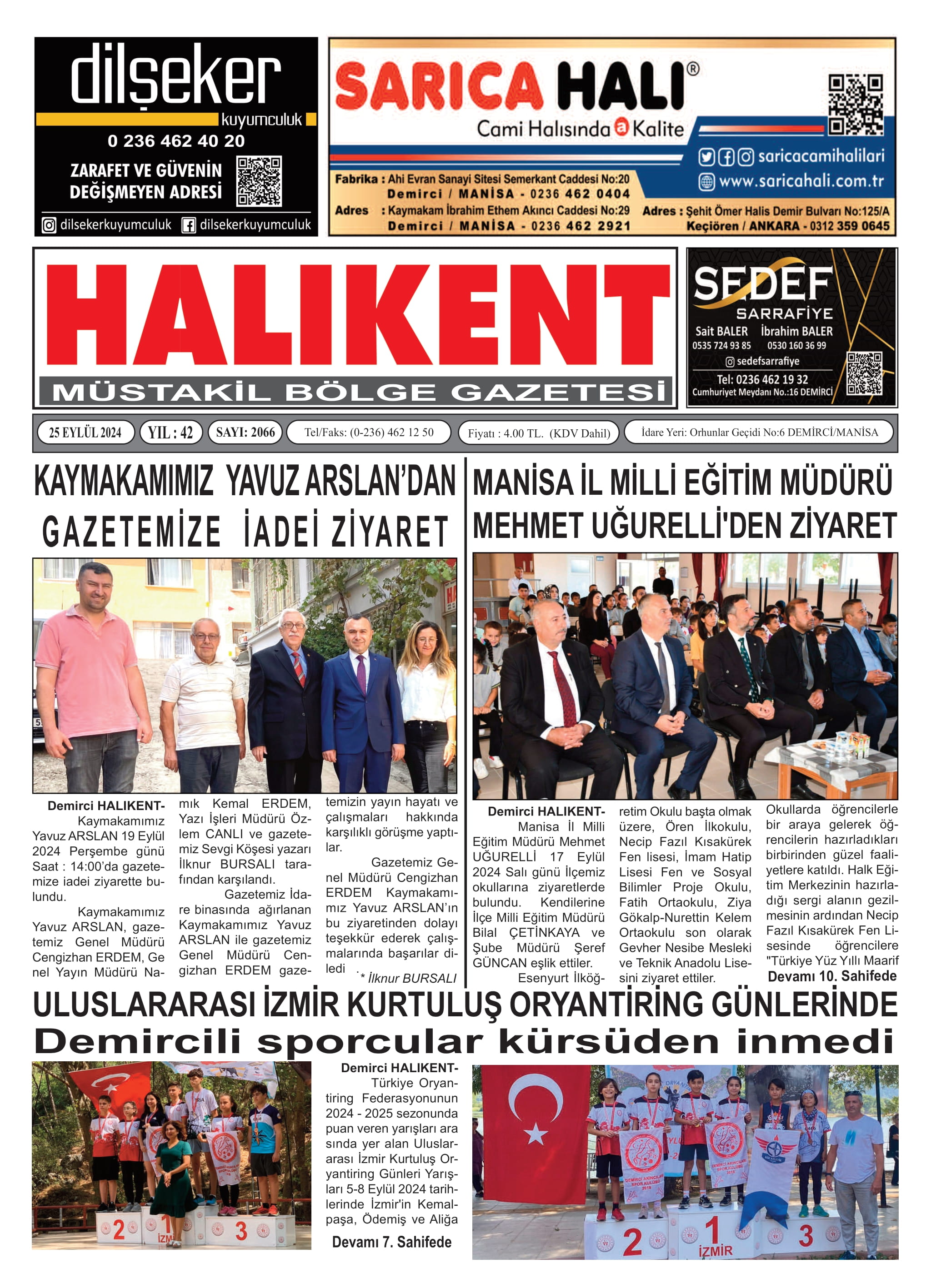 26 Eylül 2024 Halikent Gazete Manşeti