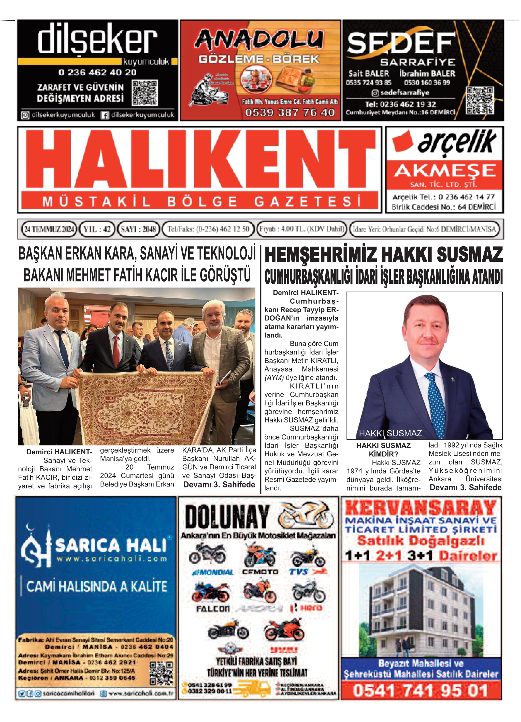 28 Temmuz 2024 Halikent Gazete Manşeti