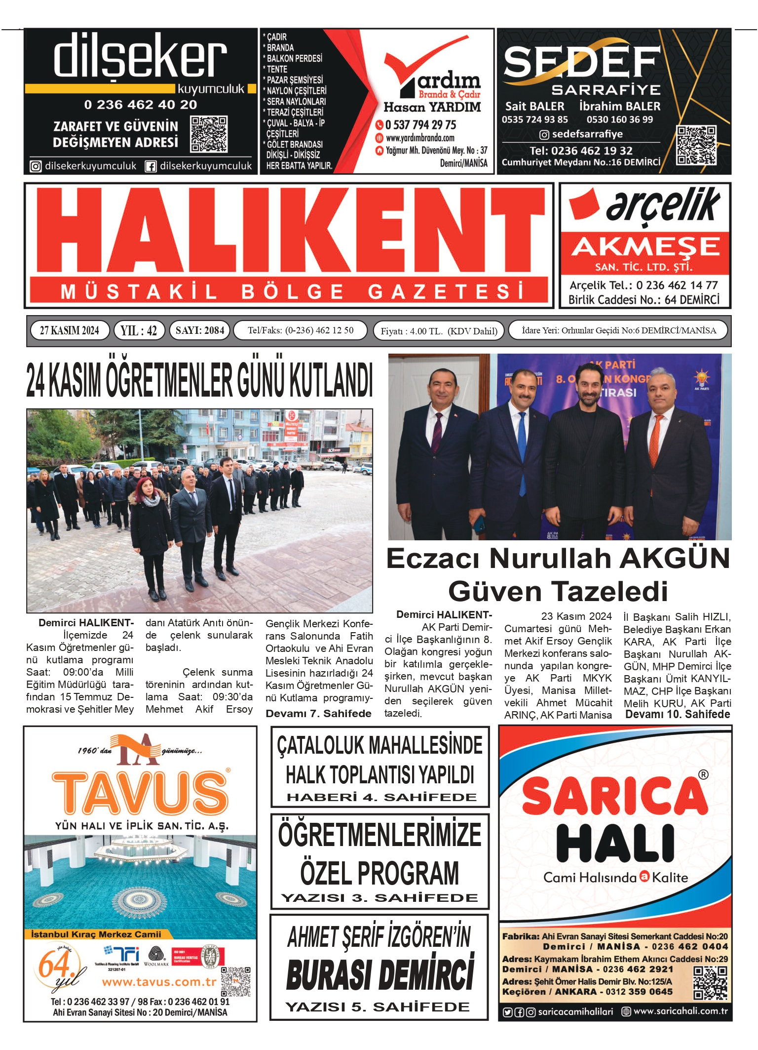 20 Aralık 2024 Halikent Gazete Manşeti