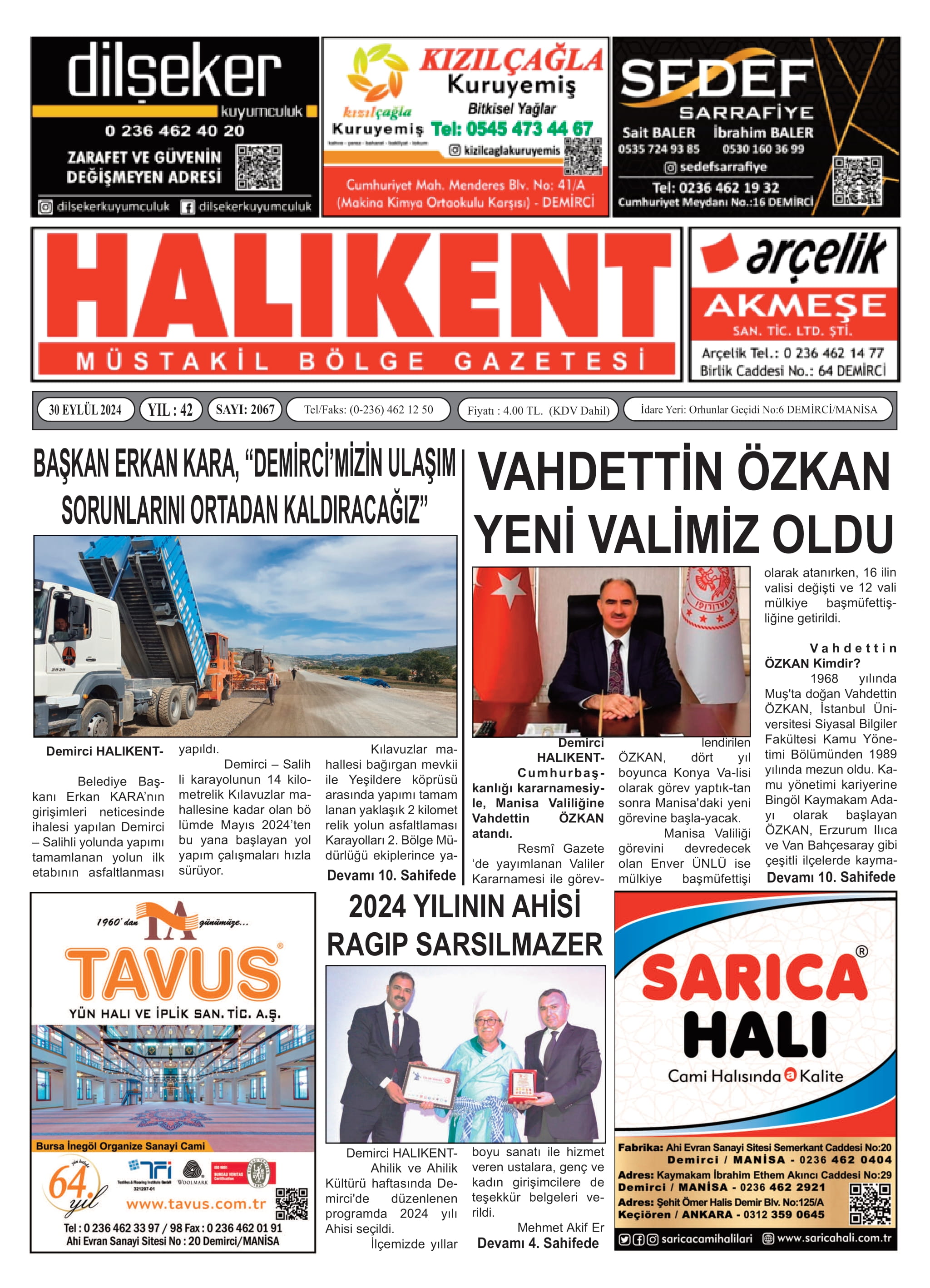 01 Ekim 2024 Halikent Gazete Manşeti