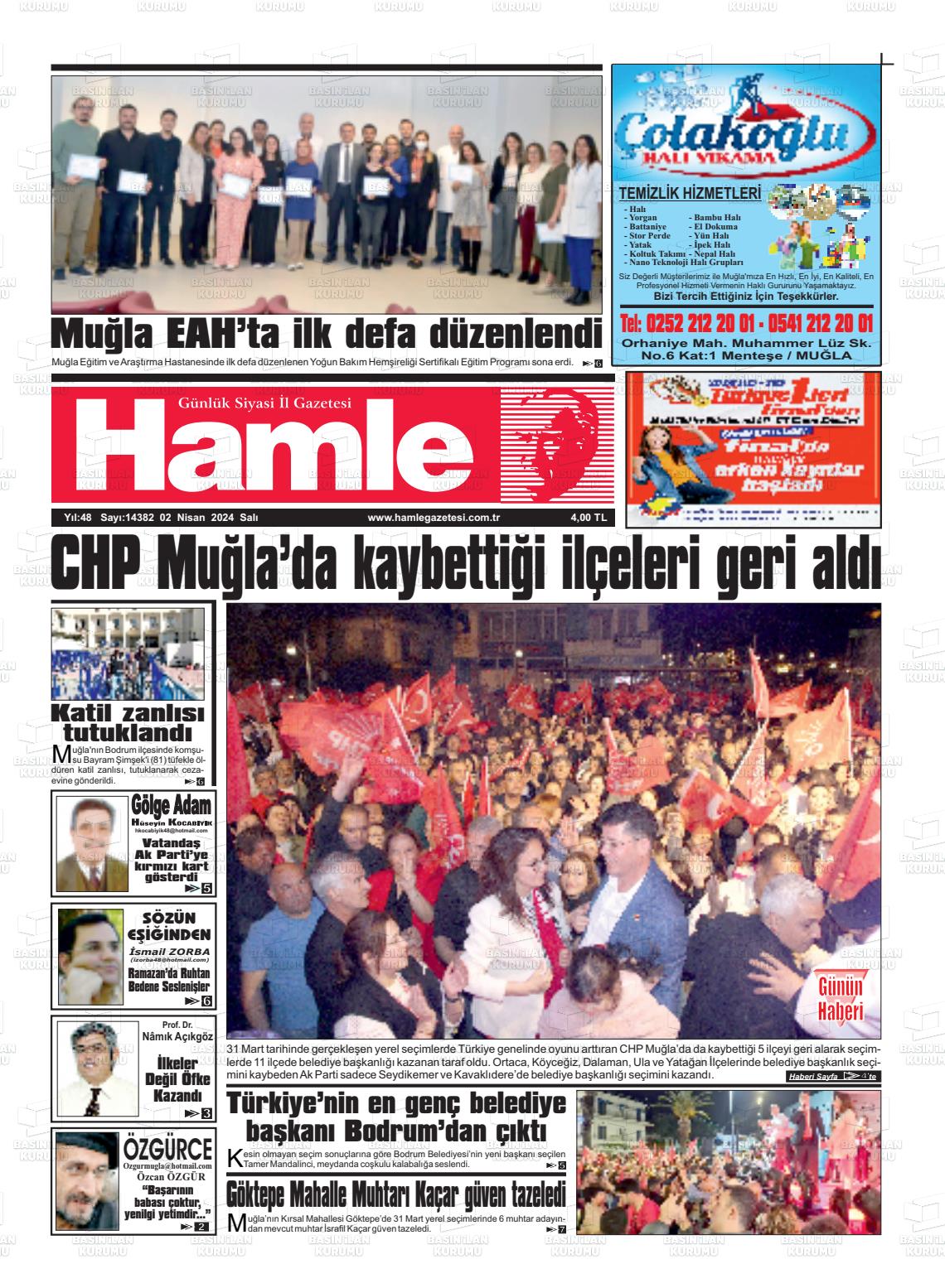 02 Nisan 2024 Hamle Gazete Manşeti