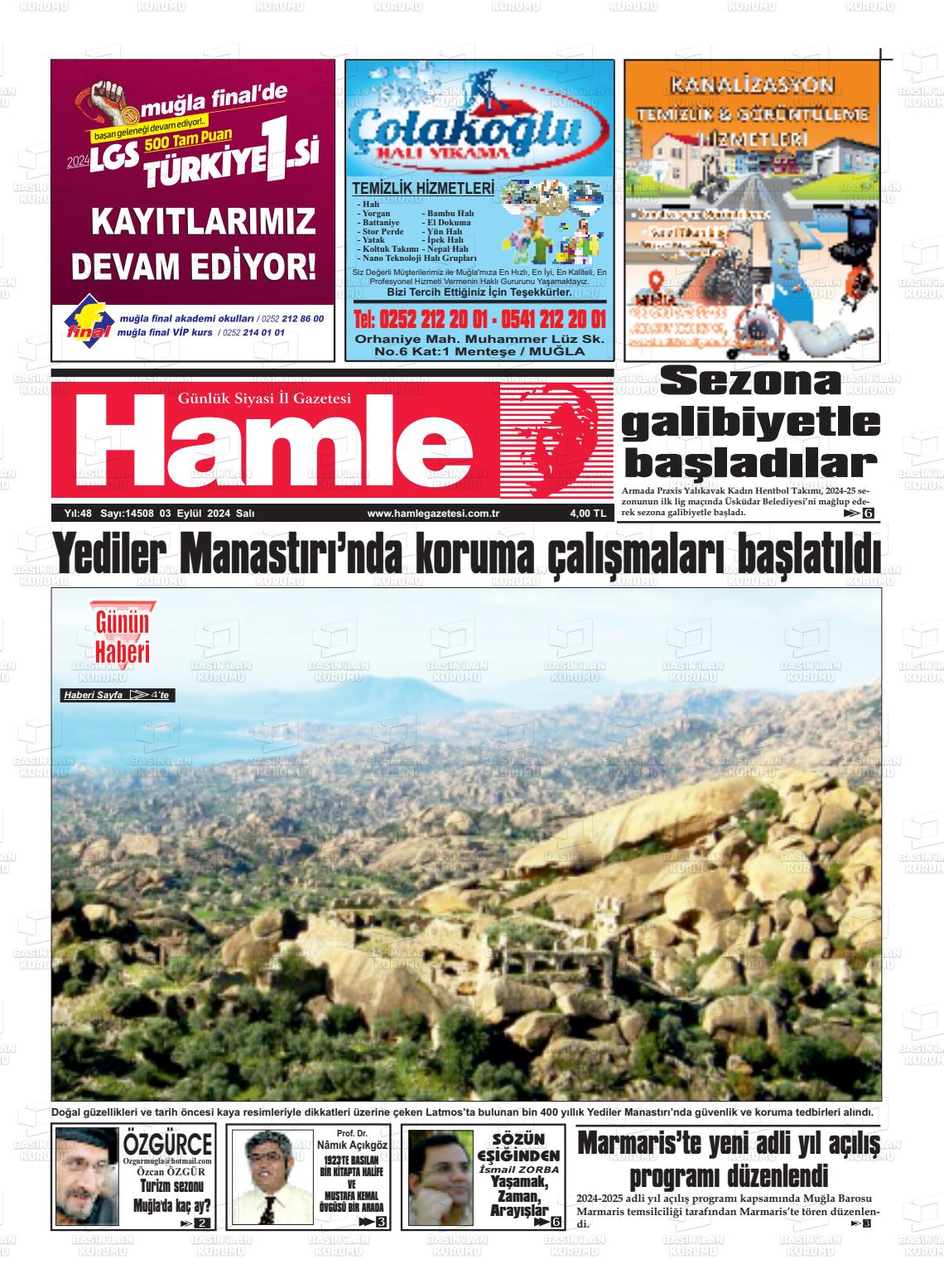 03 Eylül 2024 Hamle Gazete Manşeti