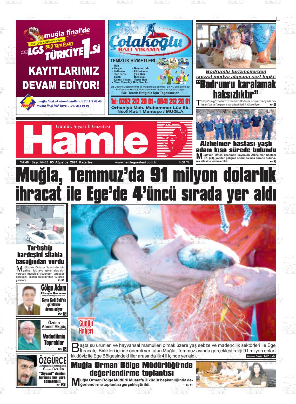 05 Ağustos 2024 Hamle Gazete Manşeti