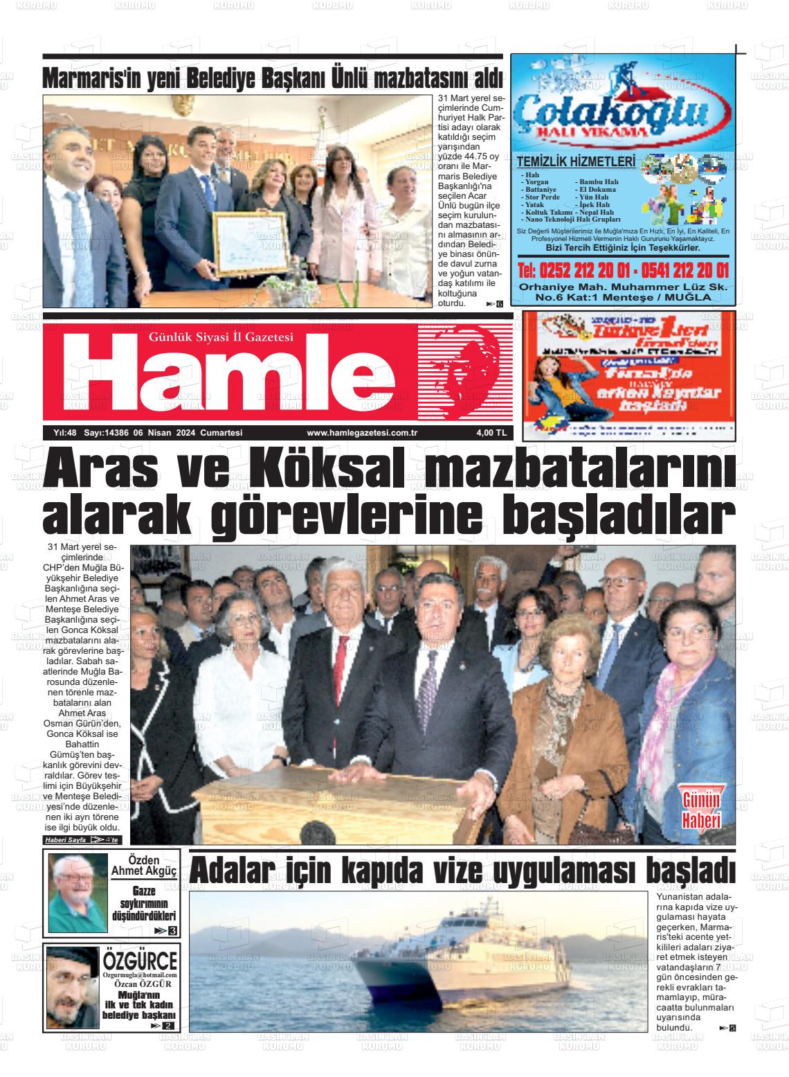 06 Nisan 2024 Hamle Gazete Manşeti