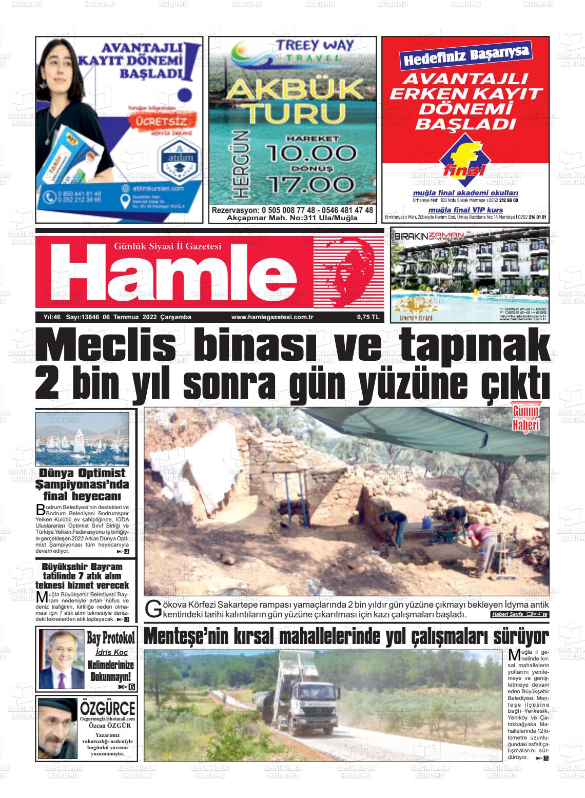 06 Temmuz 2022 Hamle Gazete Manşeti