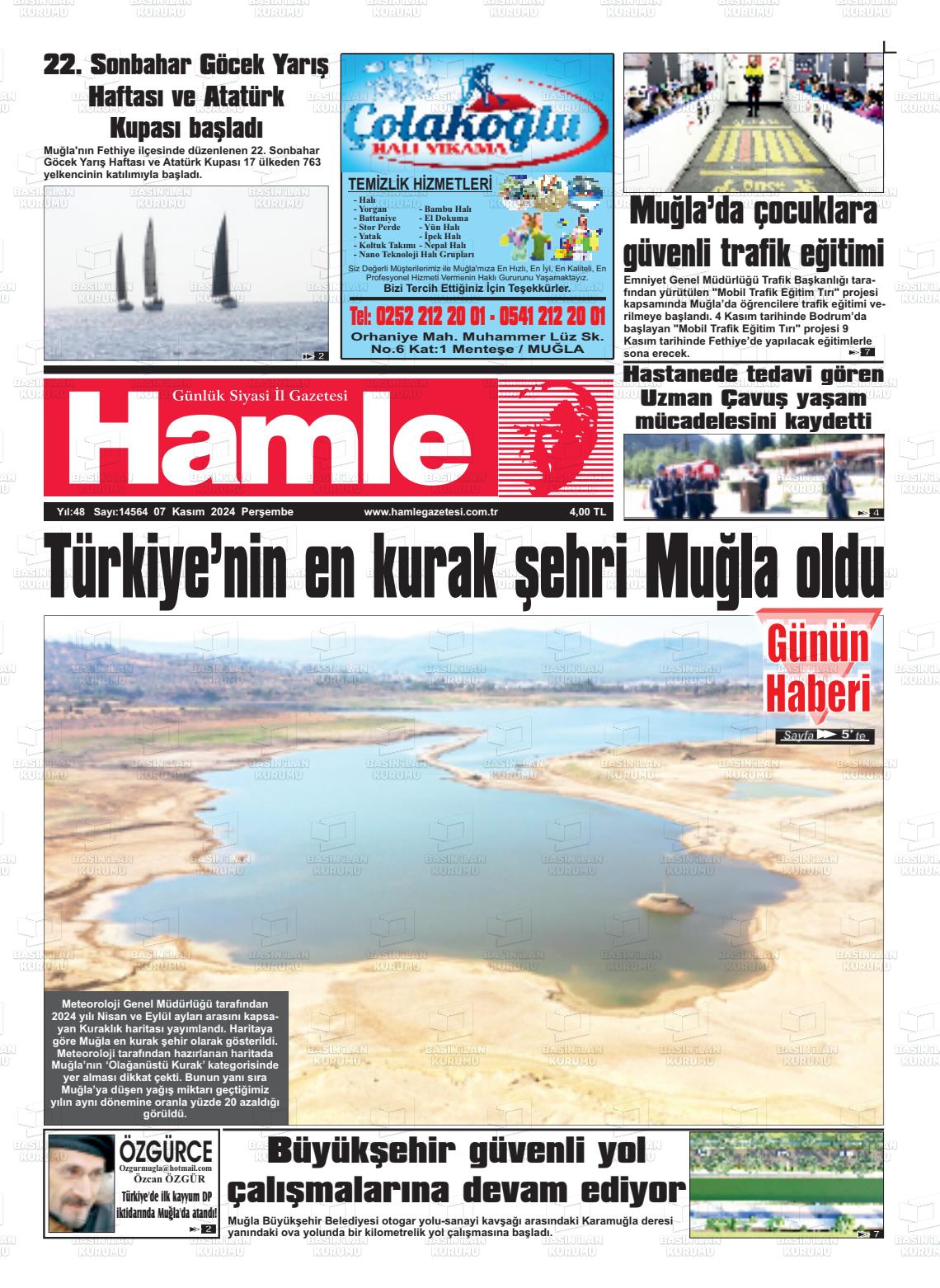 07 Kasım 2024 Hamle Gazete Manşeti