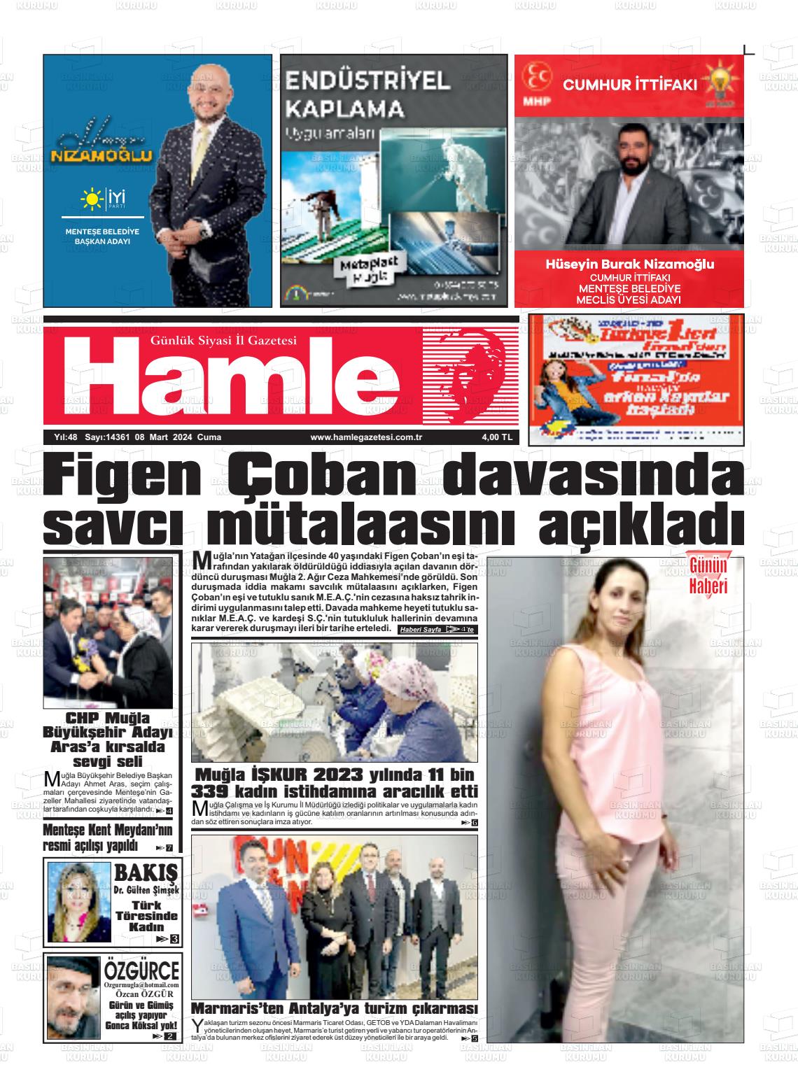 08 Mart 2024 Hamle Gazete Manşeti