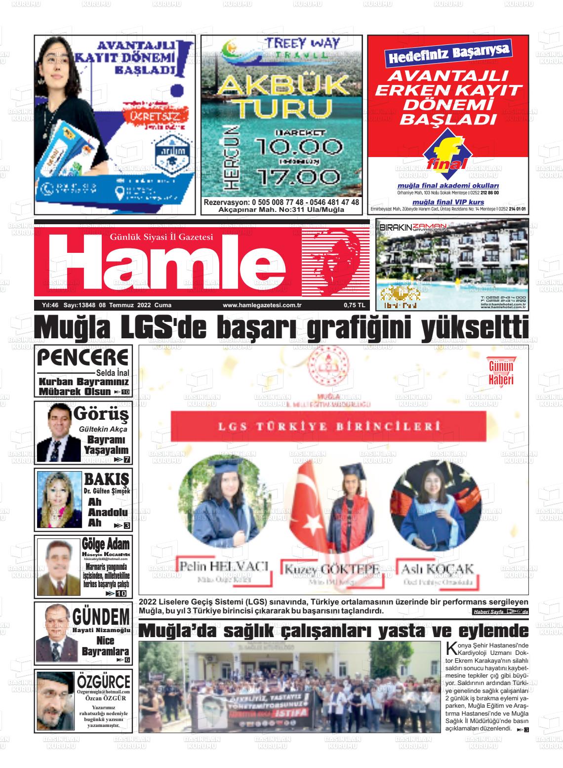 08 Temmuz 2022 Hamle Gazete Manşeti