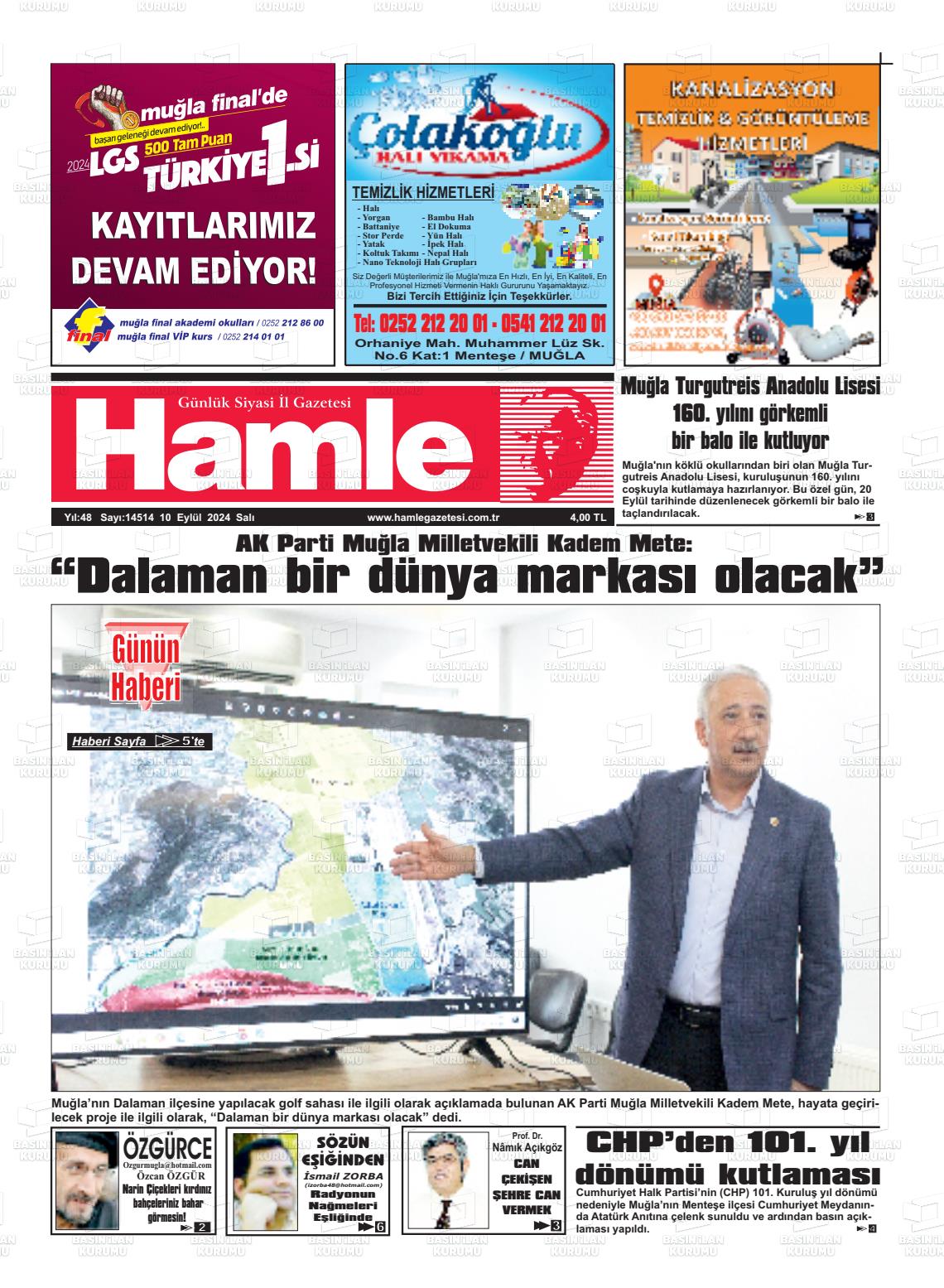 10 Eylül 2024 Hamle Gazete Manşeti