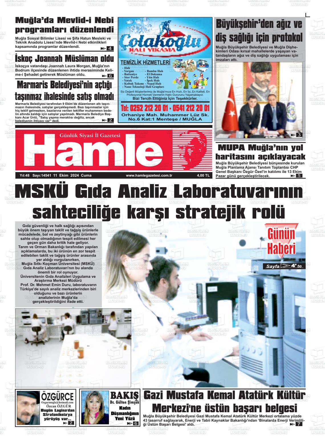 11 Ekim 2024 Hamle Gazete Manşeti