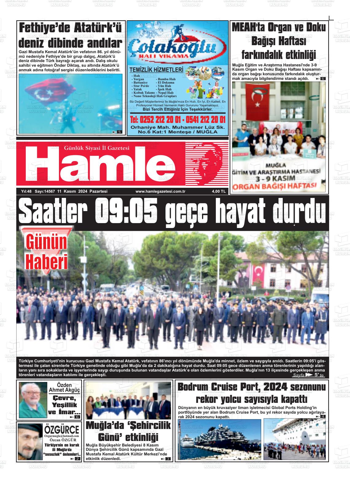 11 Kasım 2024 Hamle Gazete Manşeti