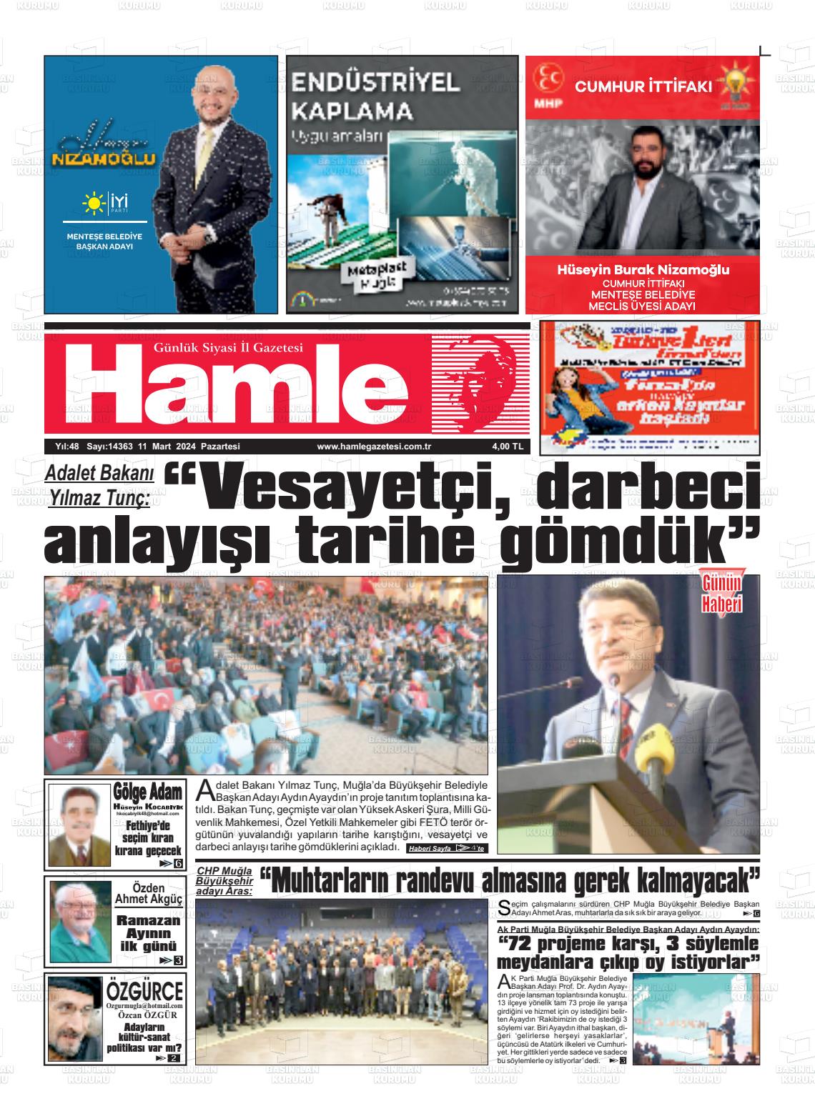 11 Mart 2024 Hamle Gazete Manşeti