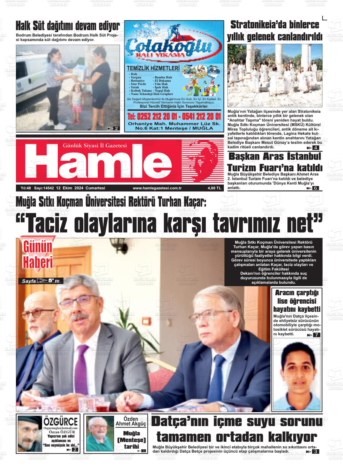 12 Ekim 2024 Hamle Gazete Manşeti