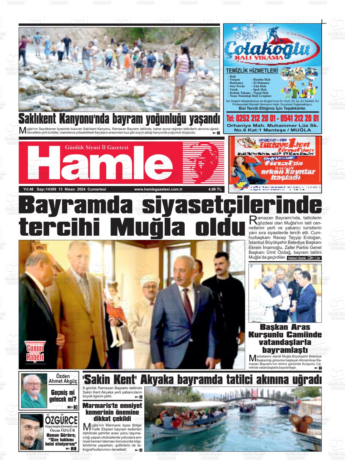 13 Nisan 2024 Hamle Gazete Manşeti