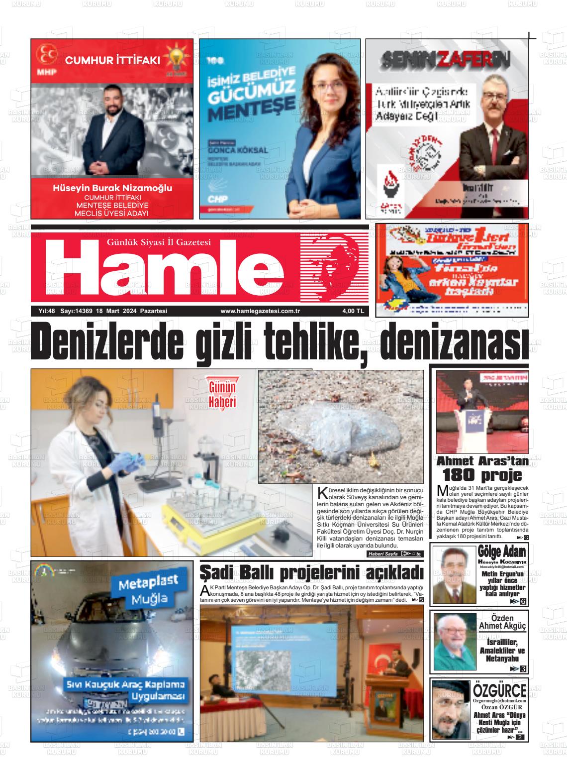 18 Mart 2024 Hamle Gazete Manşeti