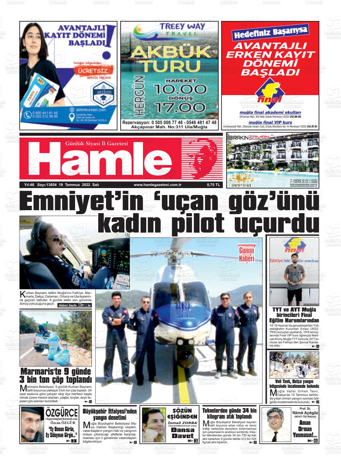 19 Temmuz 2022 Hamle Gazete Manşeti